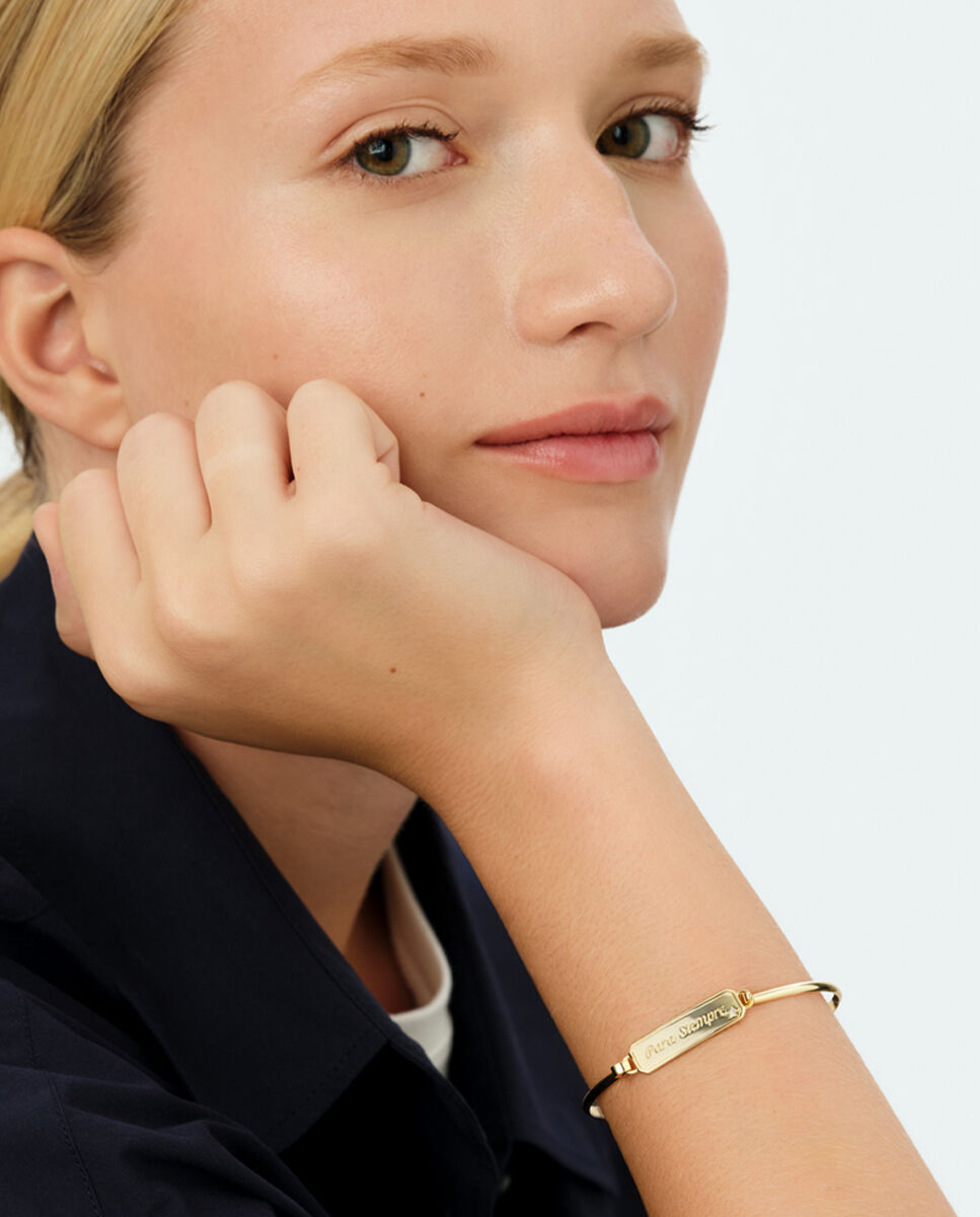 Pulsera rígida lucky acabada en oro con mensaje "para siempre - Agatha Paris - Blanco Blanco-2