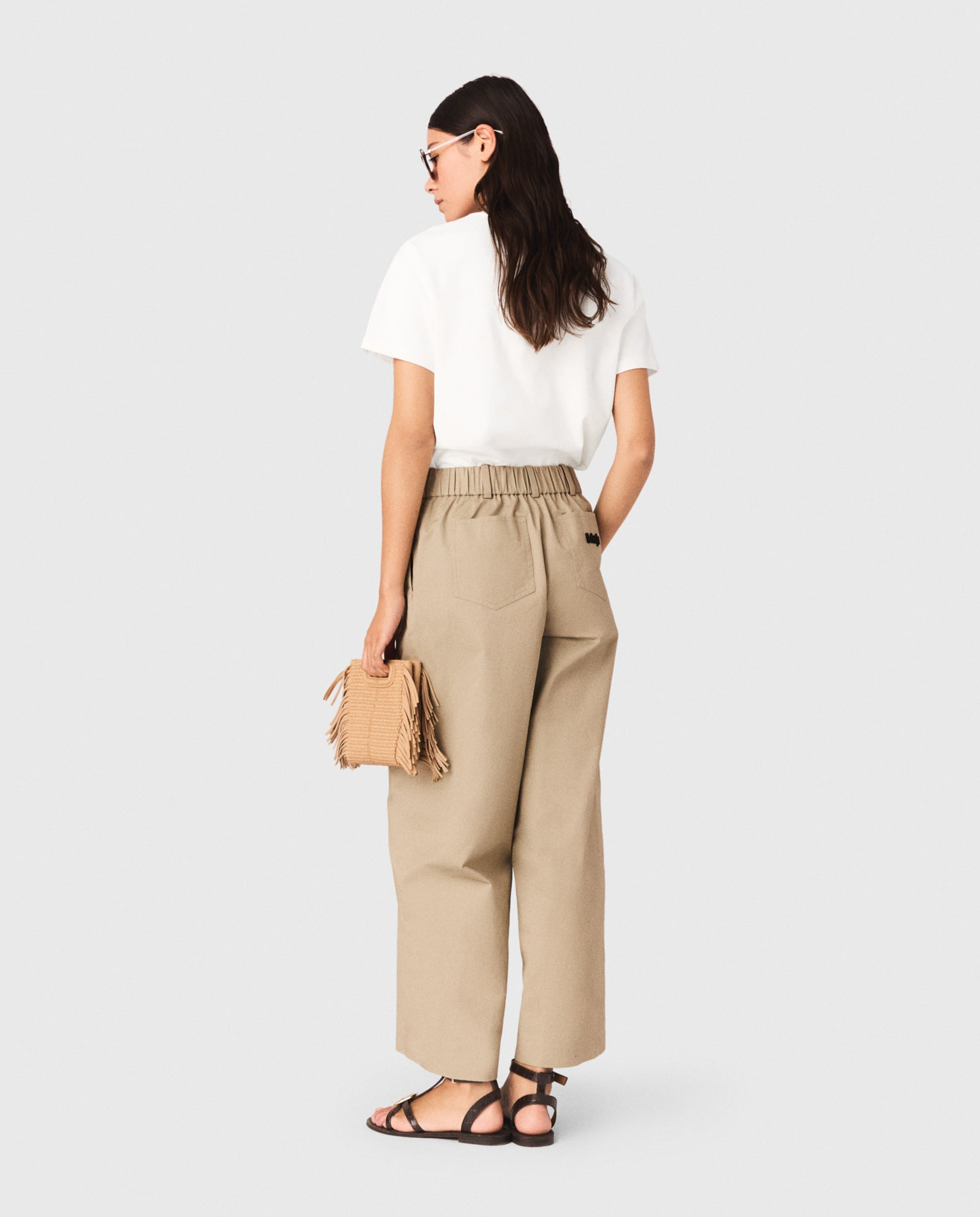 Camiseta de mujer de corte recto con logo bordado - Maje - Blanco Blanco-2