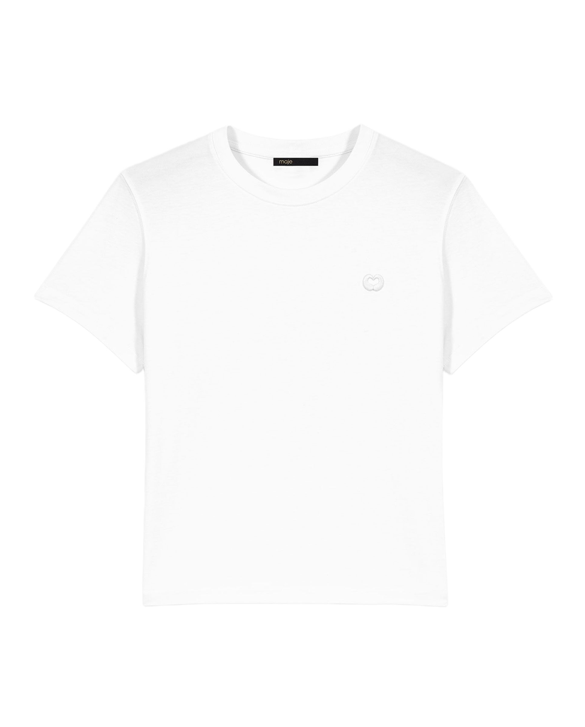 Camiseta de mujer de corte recto con logo bordado - Maje - Blanco Blanco-7