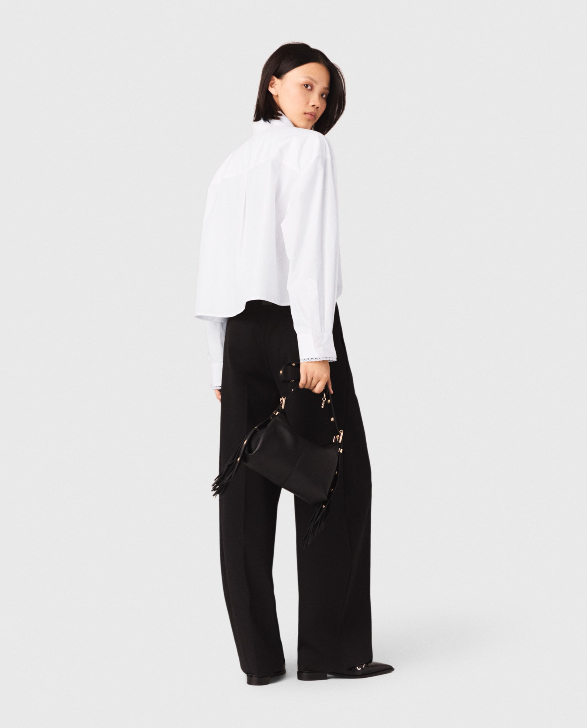 Pantalón de mujer palazzo talle alto - Maje - Negro Negro-2