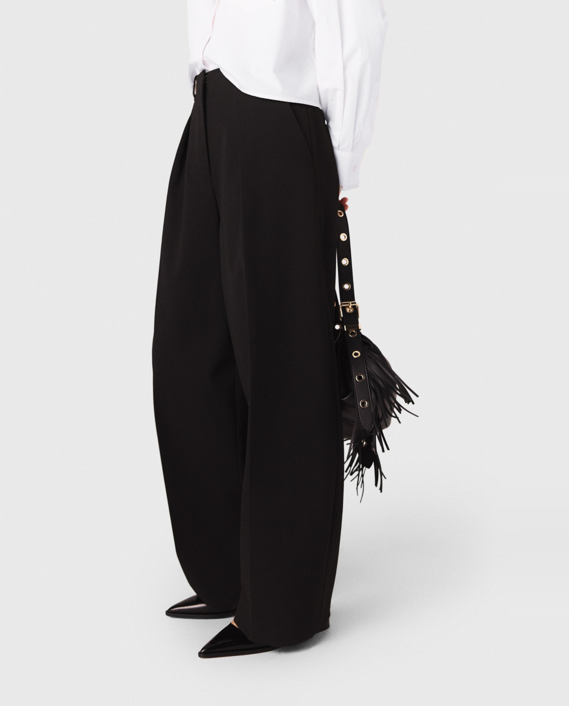 Pantalón de mujer palazzo talle alto - Maje - Negro Negro-4