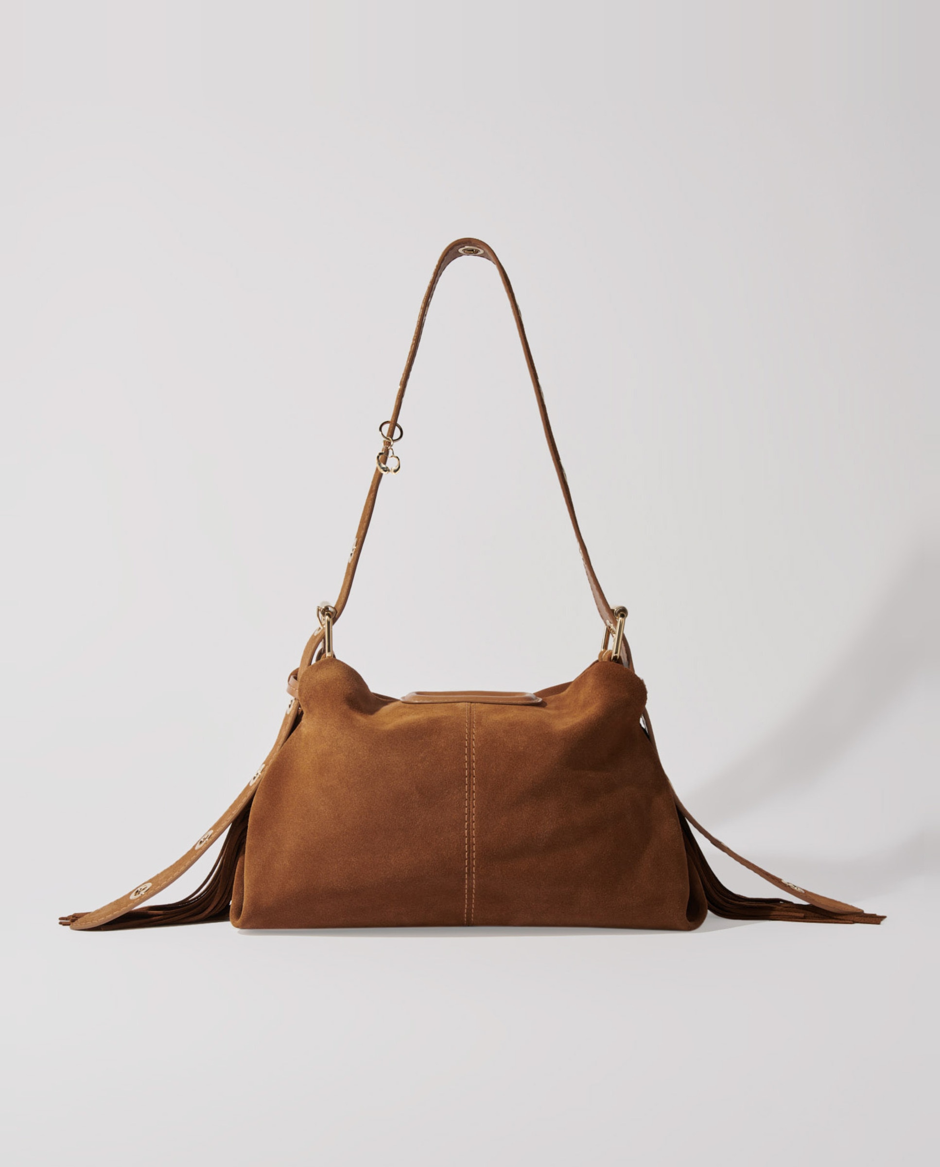 Bolso de mujer de hombro miss m de ante con solapa multiposición mediano - Maje - Camel Camel-3