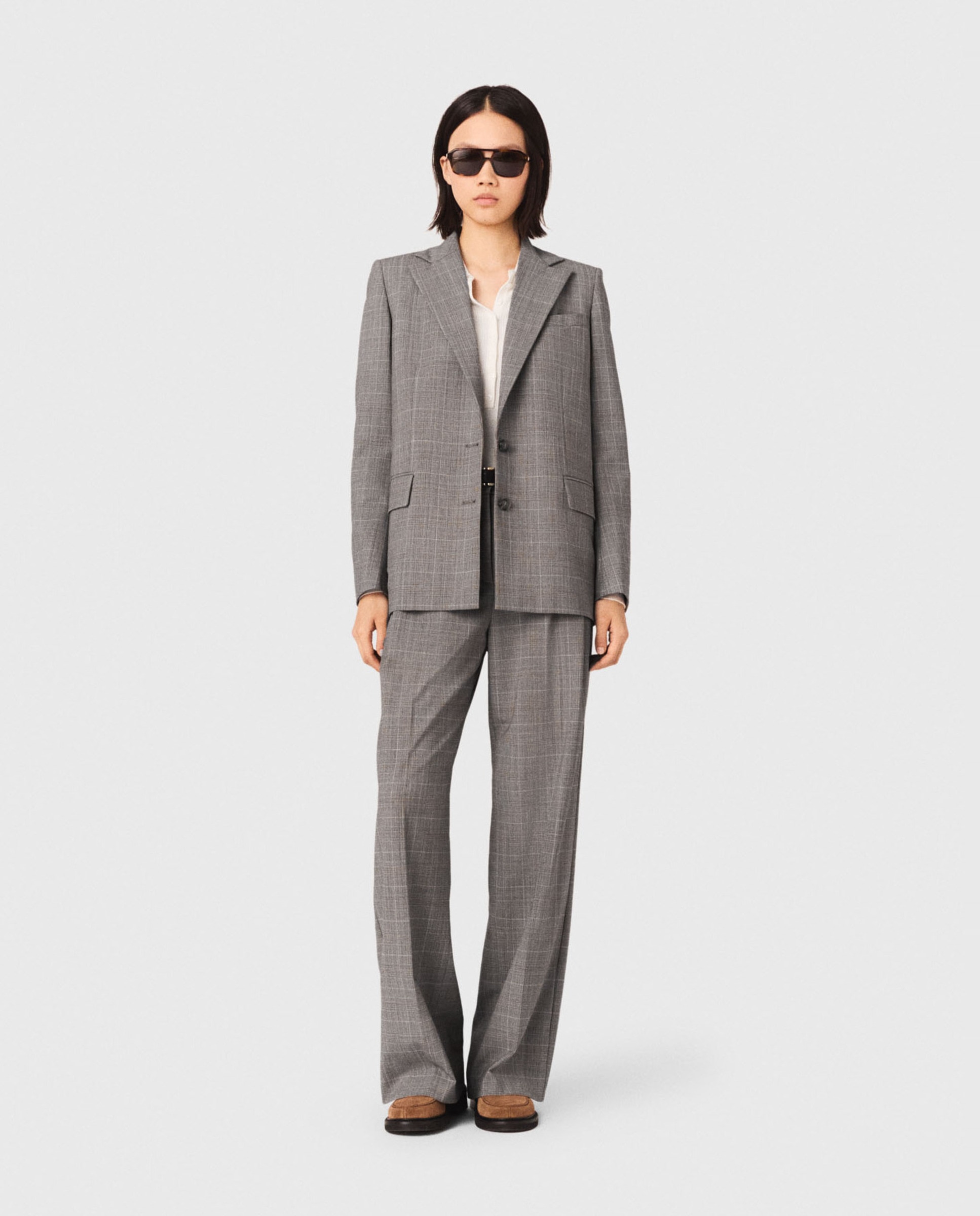 Maje - Chaqueta de mujer de lana a cuadros oversize.