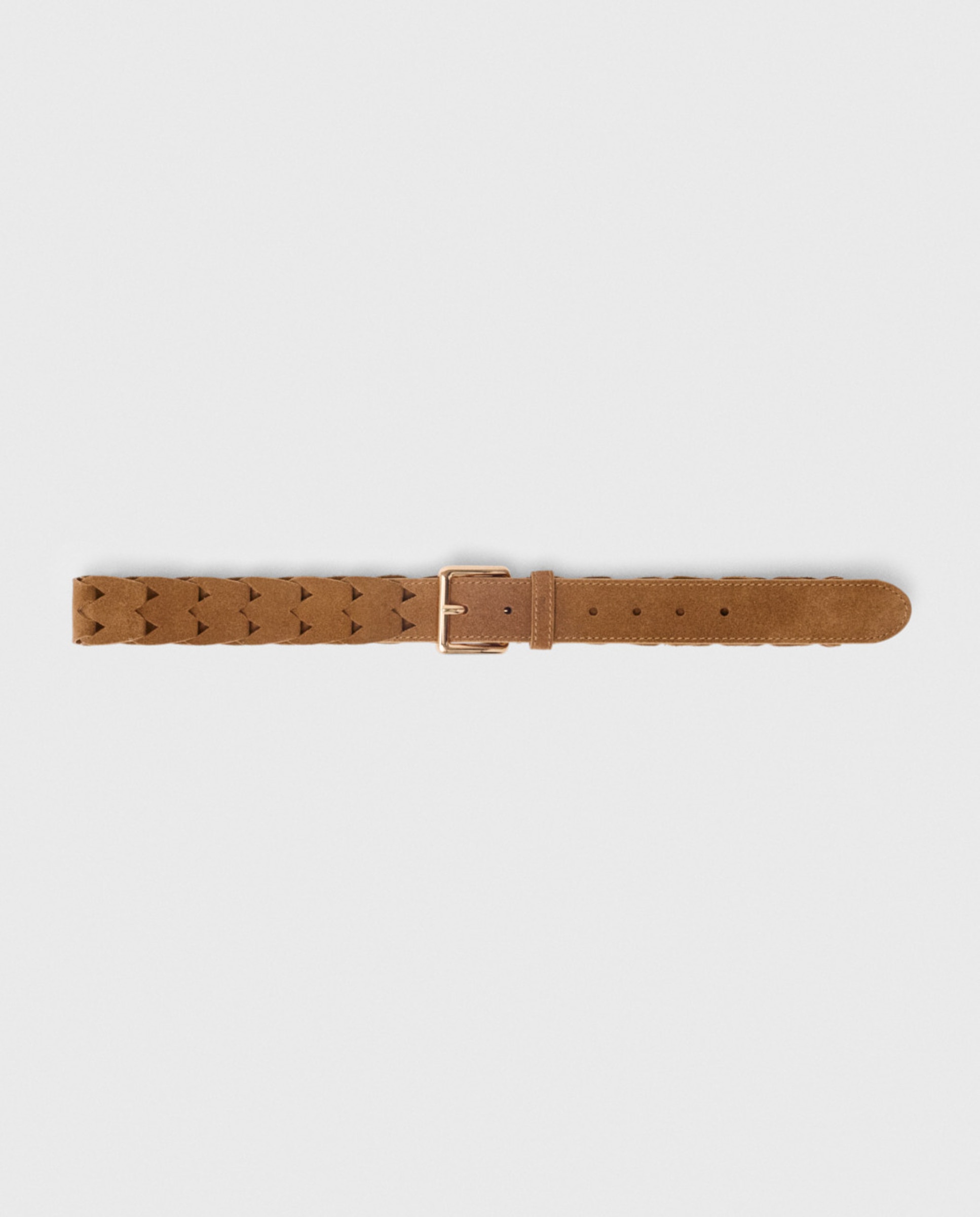 Cinturón de mujer de ante trenzado calado - Maje - Camel Camel-1