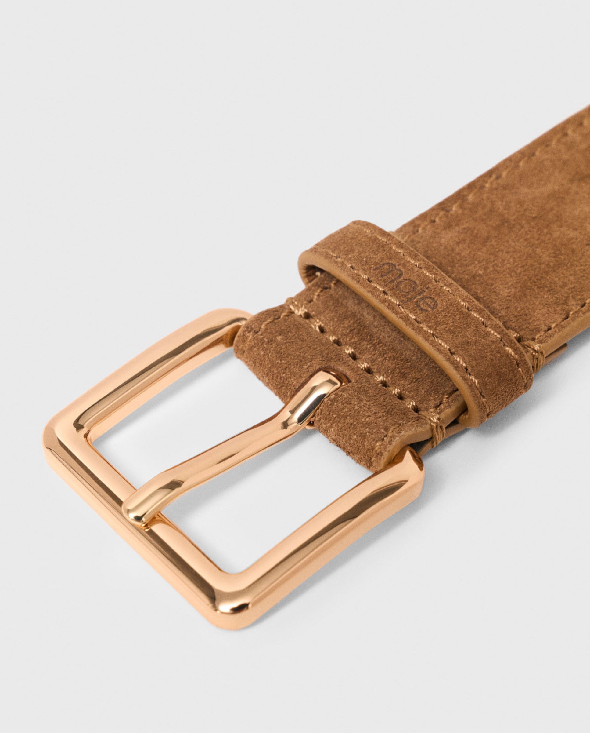 Cinturón de mujer de ante trenzado calado - Maje - Camel Camel-4