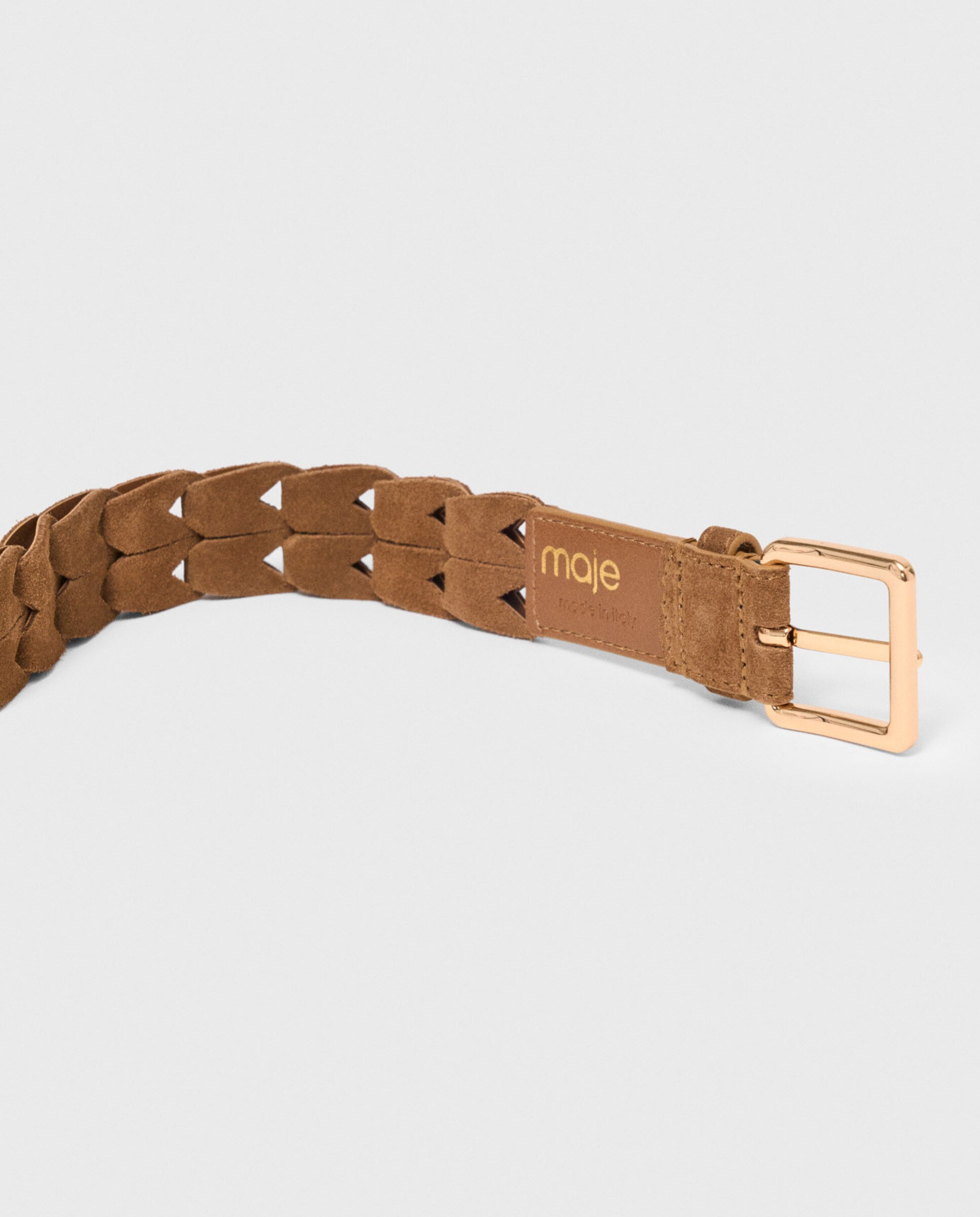 Cinturón de mujer de ante trenzado calado - Maje - Camel Camel-7