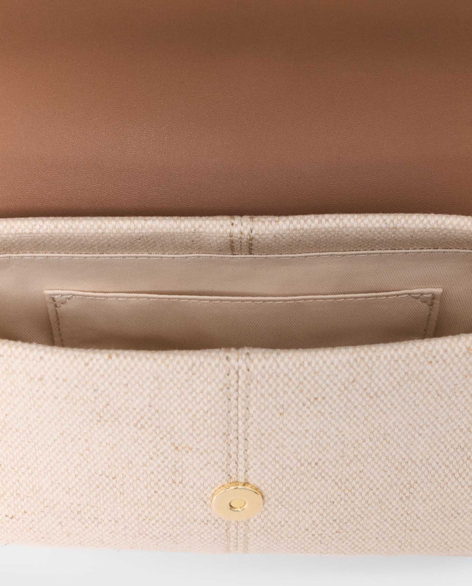 Bandolera de mujer multiposición compacta en lona y piel - Maje - Crudo Crudo-11