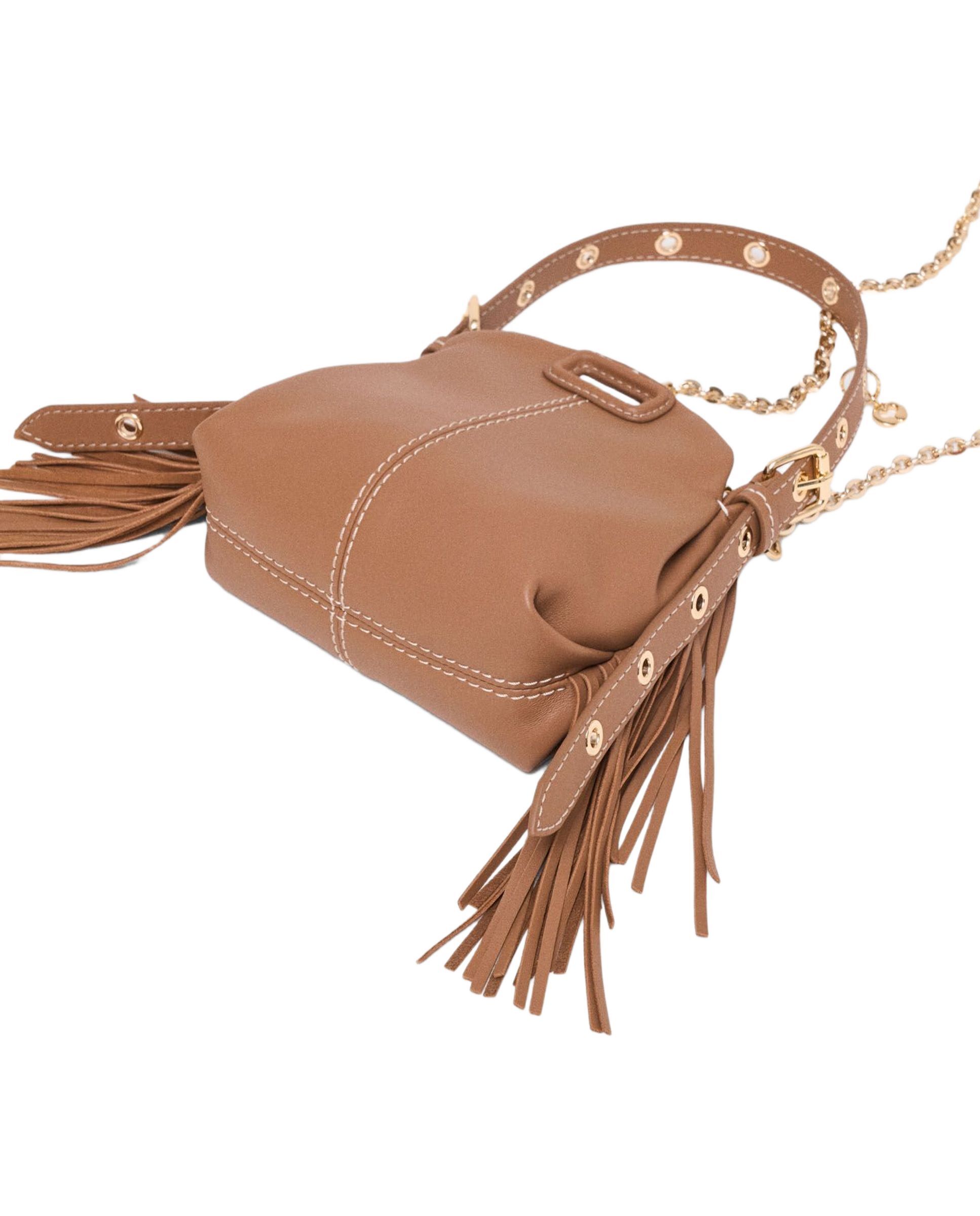 Bolso micro miss m de piel con pespuntes, multiposición y cierre solapa - Maje - Marrón Marrón-8