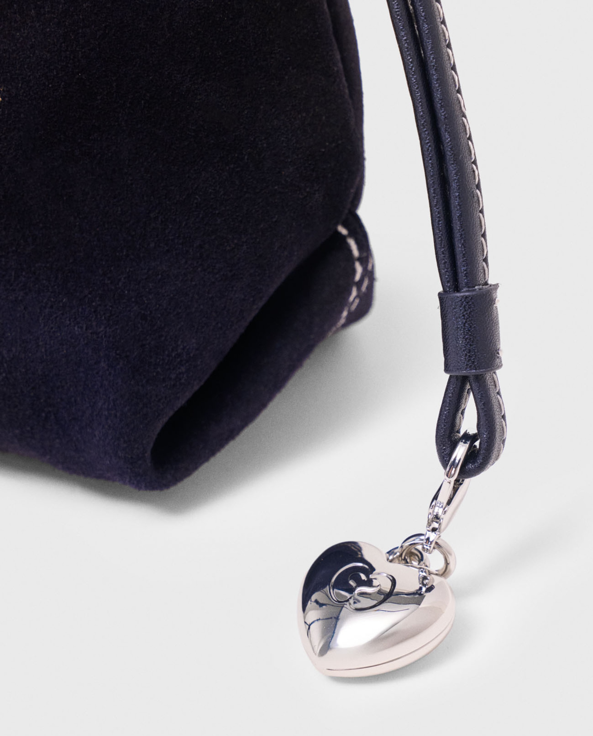 Bolso de hombro gazette de ante pespunteado con cordón ajustable - Maje - Azul marino Azul marino-6