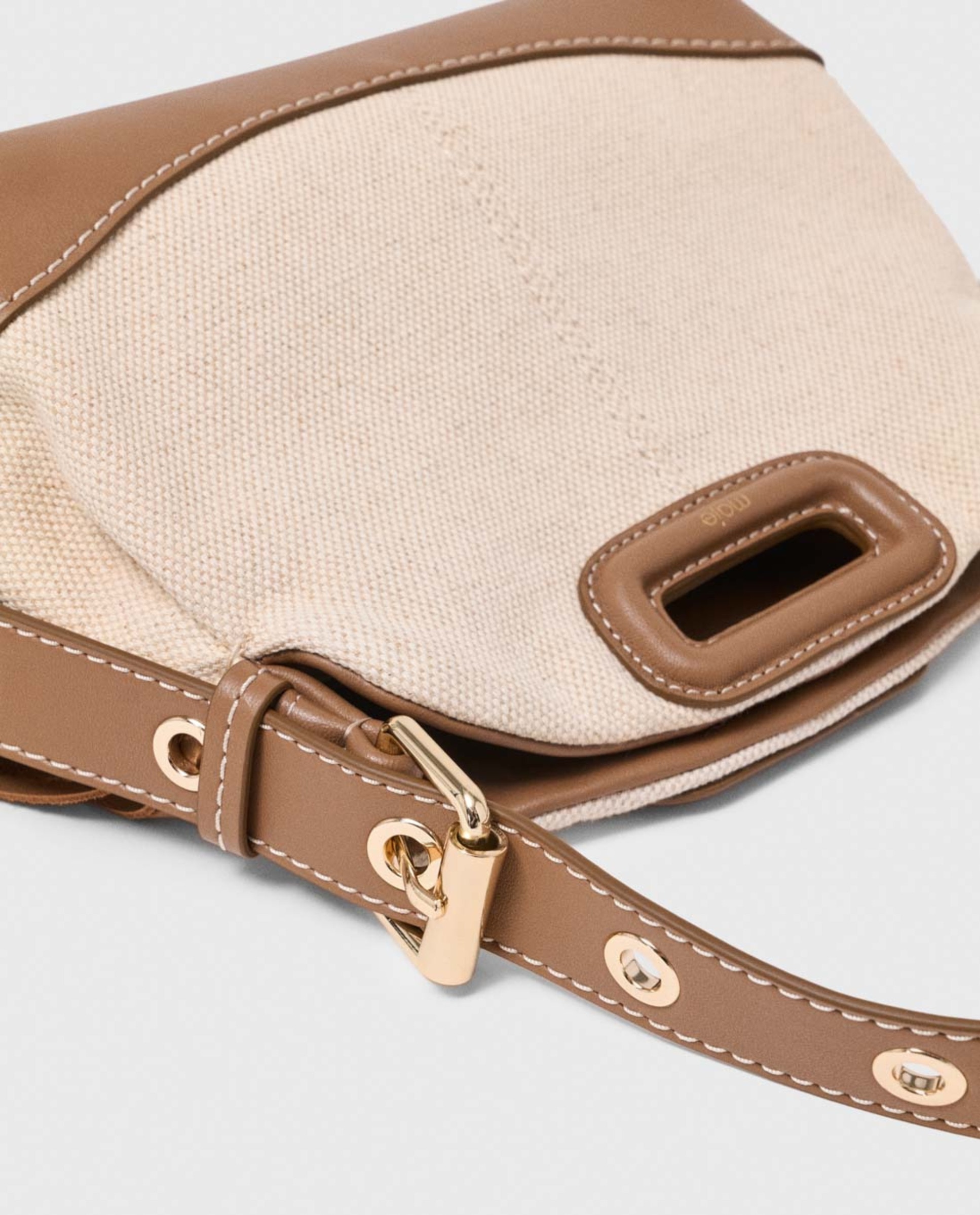 Bandolera de mujer mini de lona y piel con solapa multiposición - Maje - Crudo Crudo-9