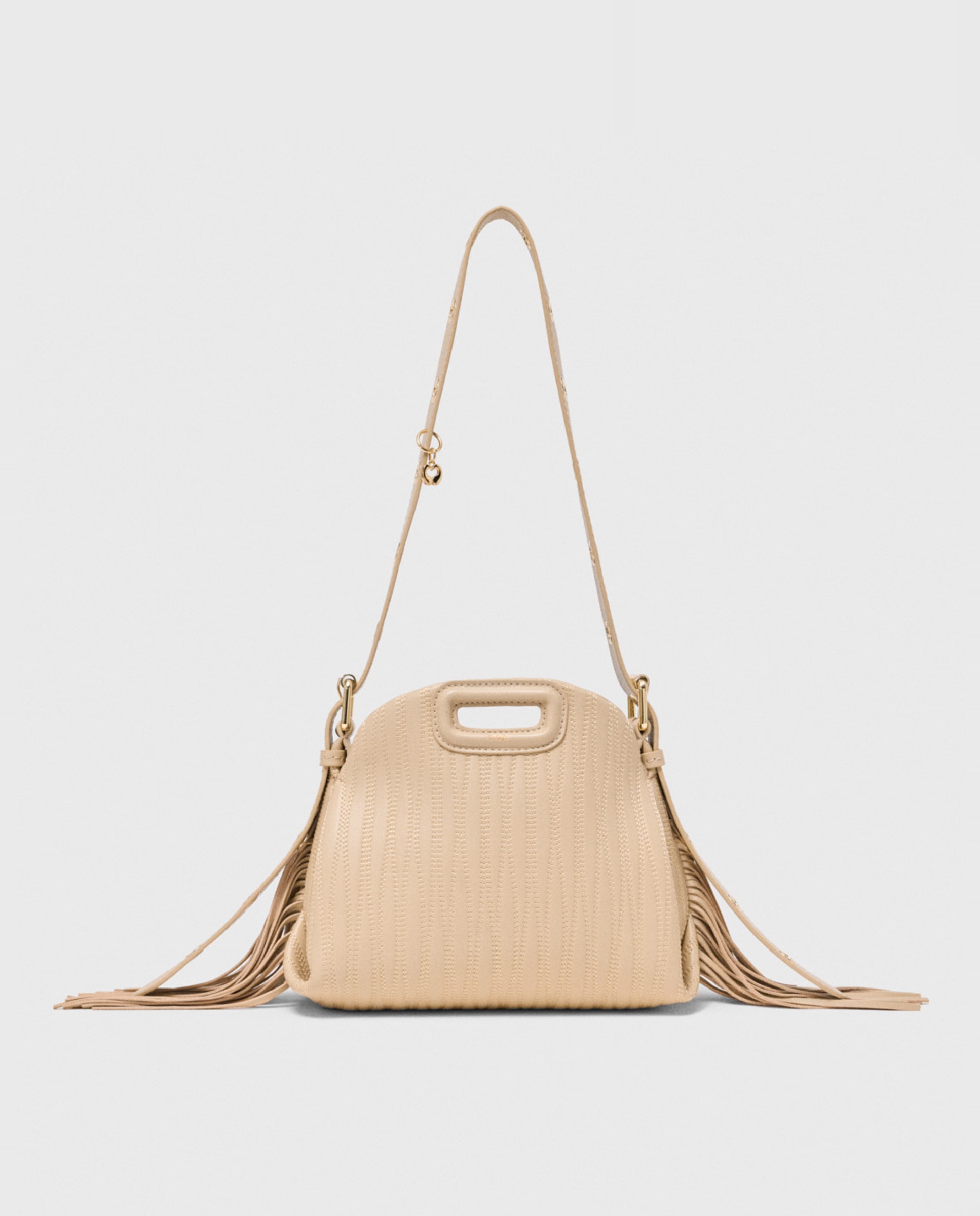Bolso bandolera miss m mini de piel pespunteada con solapa multiposición - Maje - Crema Crema-1