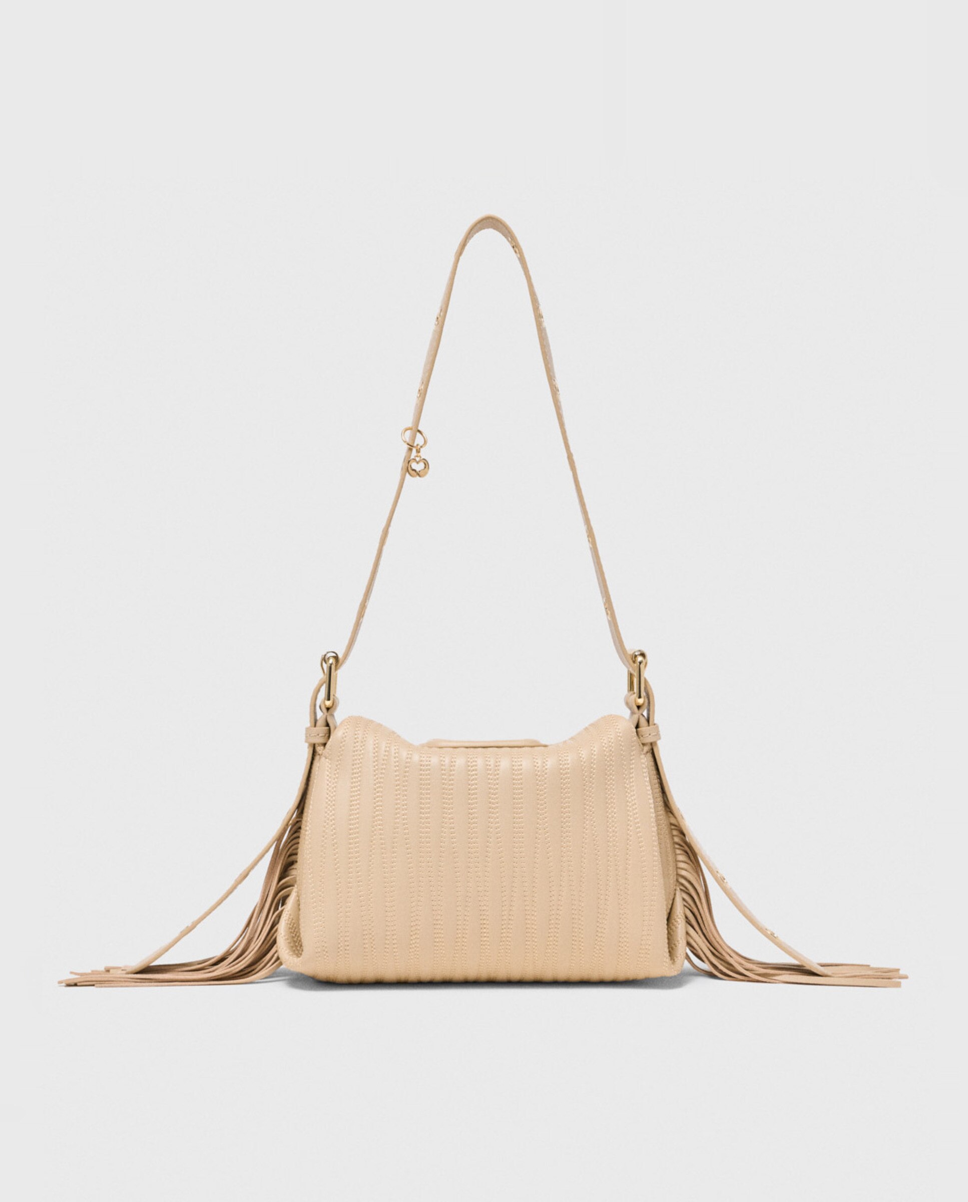 Bolso bandolera miss m mini de piel pespunteada con solapa multiposición - Maje - Crema Crema-7