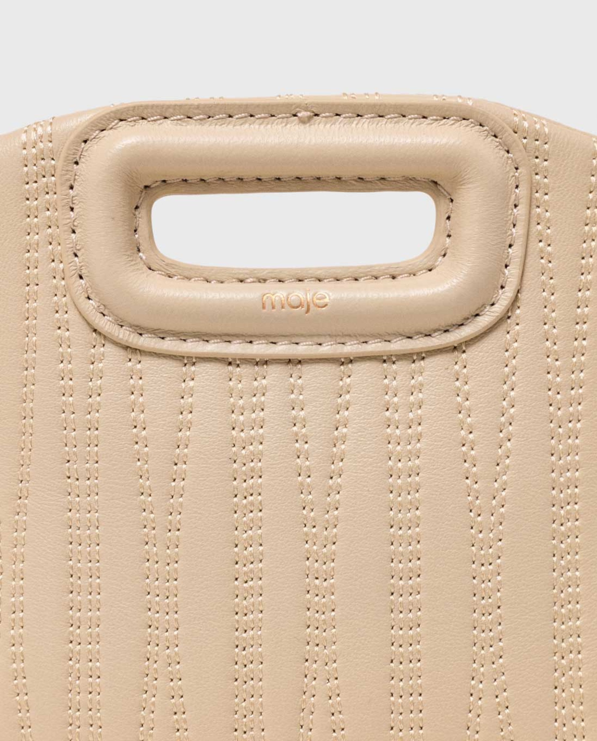 Bolso bandolera miss m mini de piel pespunteada con solapa multiposición - Maje - Crema Crema-8