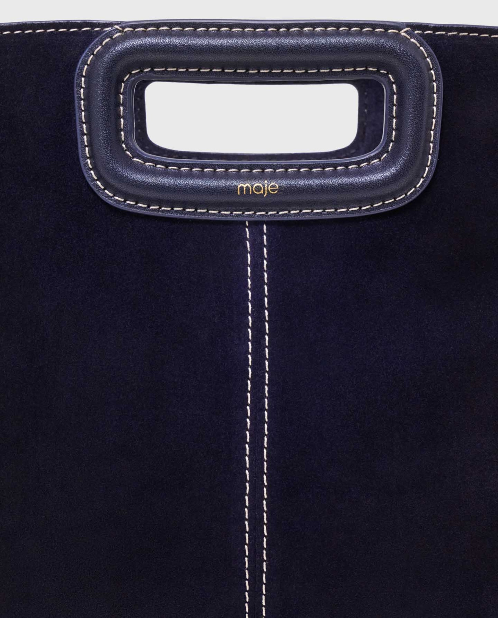 Bandolera mediana de ante pespunteada multiposición - Maje - Azul marino Azul marino-10