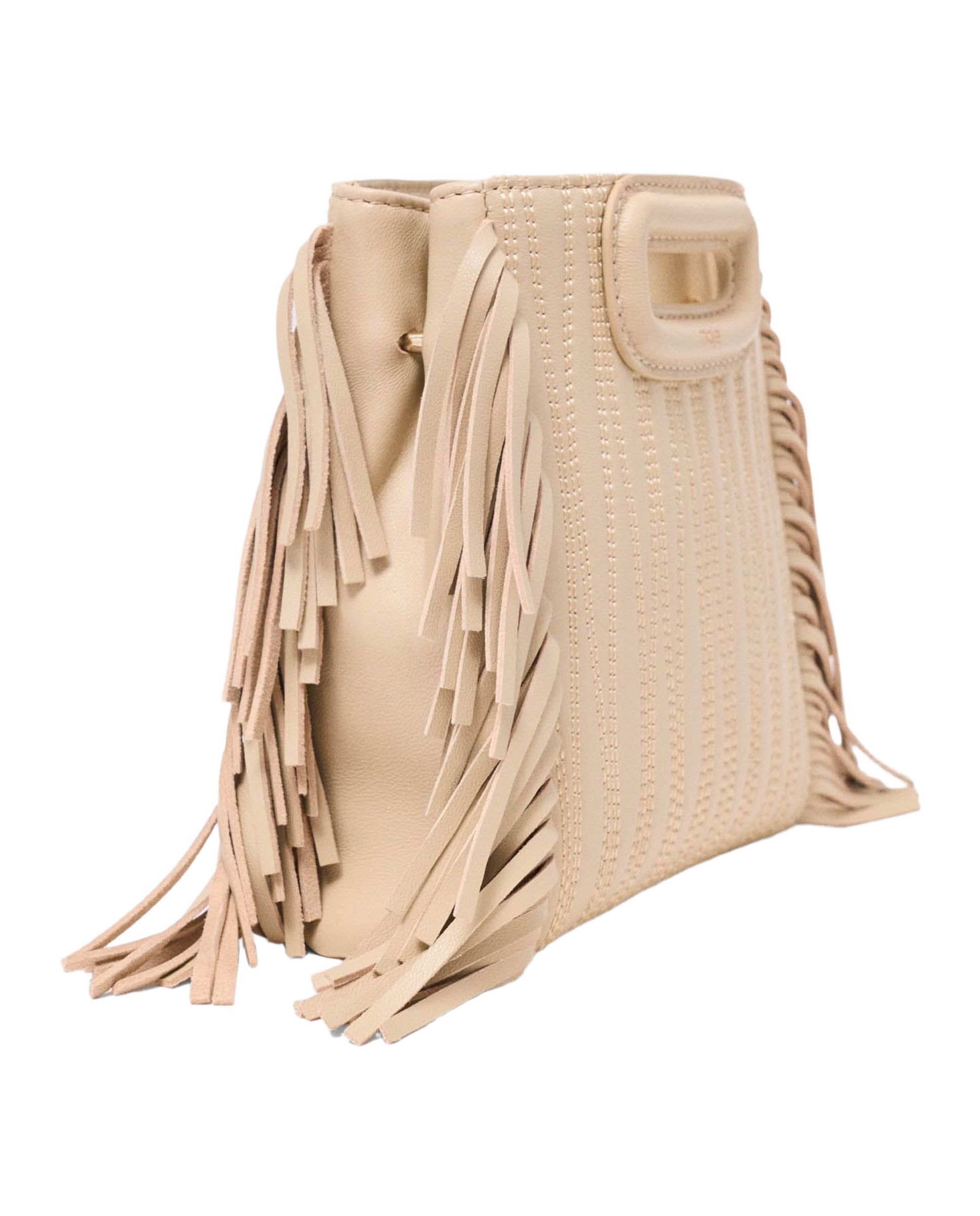 Bandolera mini m de cuero pespunteado multiposición - Maje - Crema Crema-5