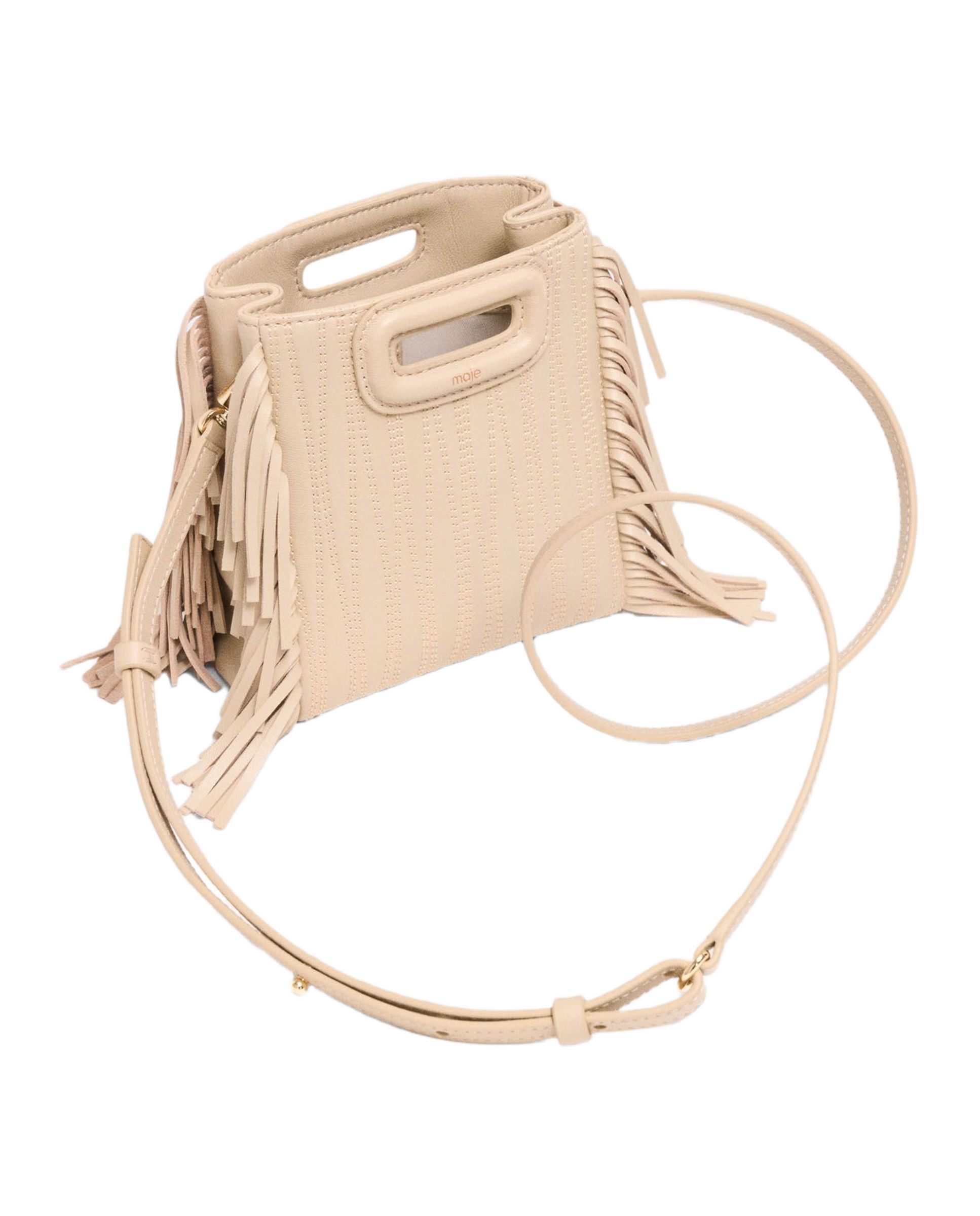 Bandolera mini m de cuero pespunteado multiposición - Maje - Crema Crema-4