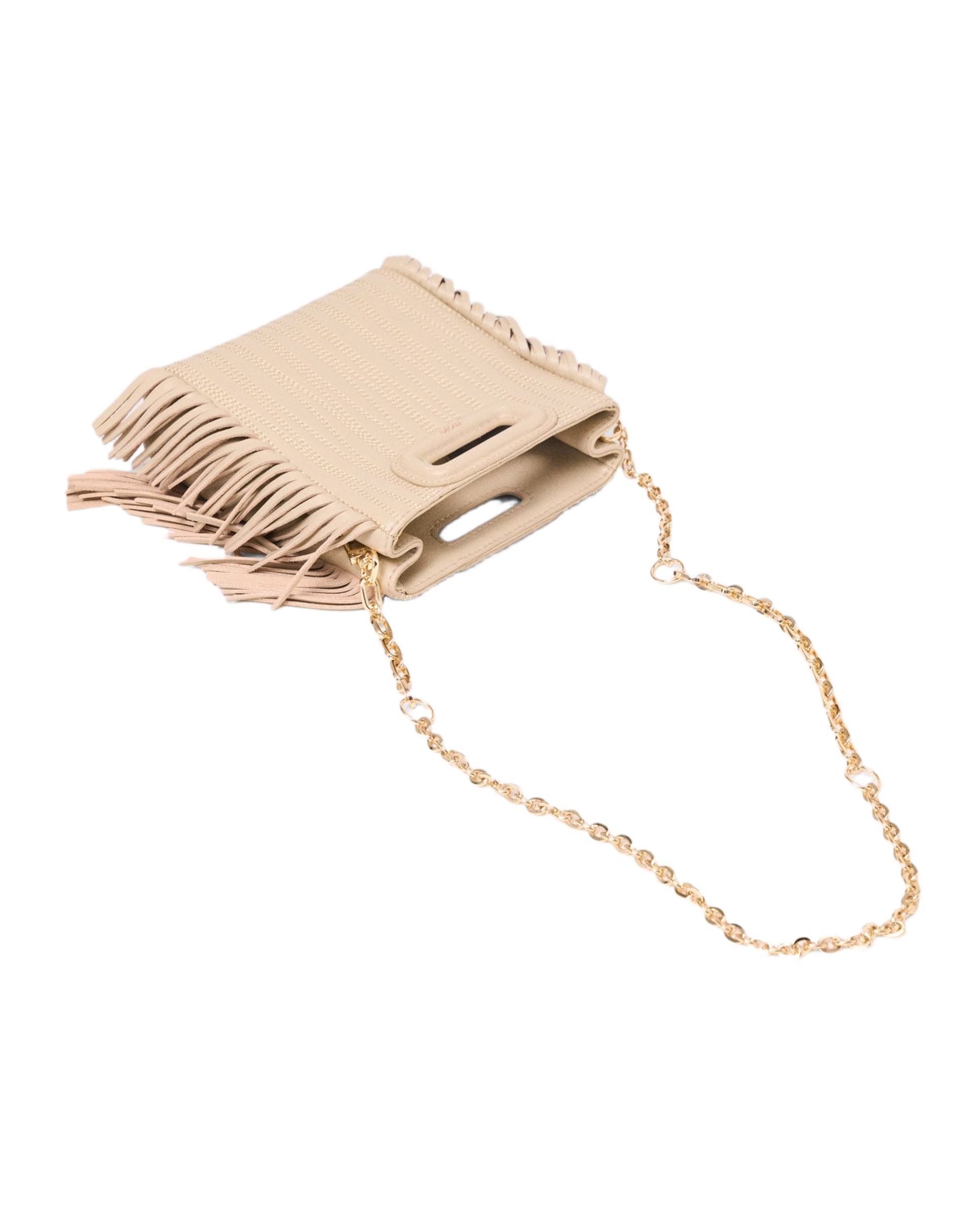 Bandolera mini m de cuero pespunteado multiposición - Maje - Crema Crema-6