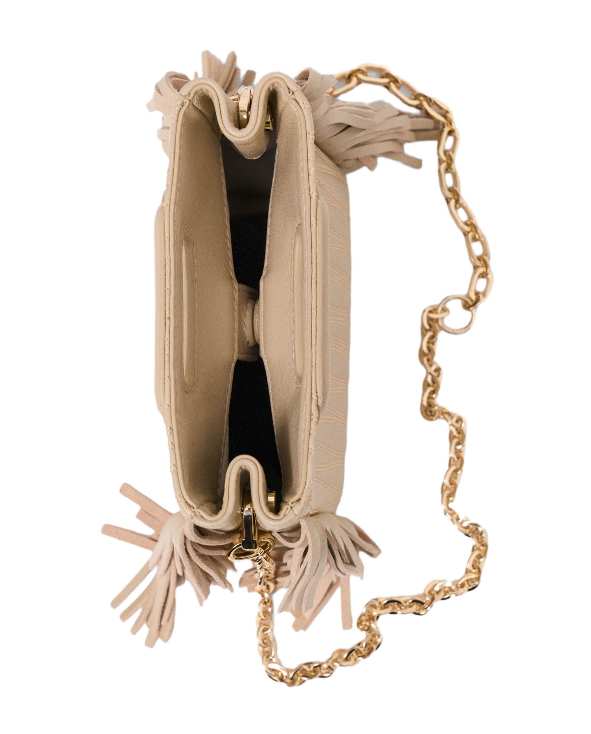 Bandolera mini m de cuero pespunteado multiposición - Maje - Crema Crema-8