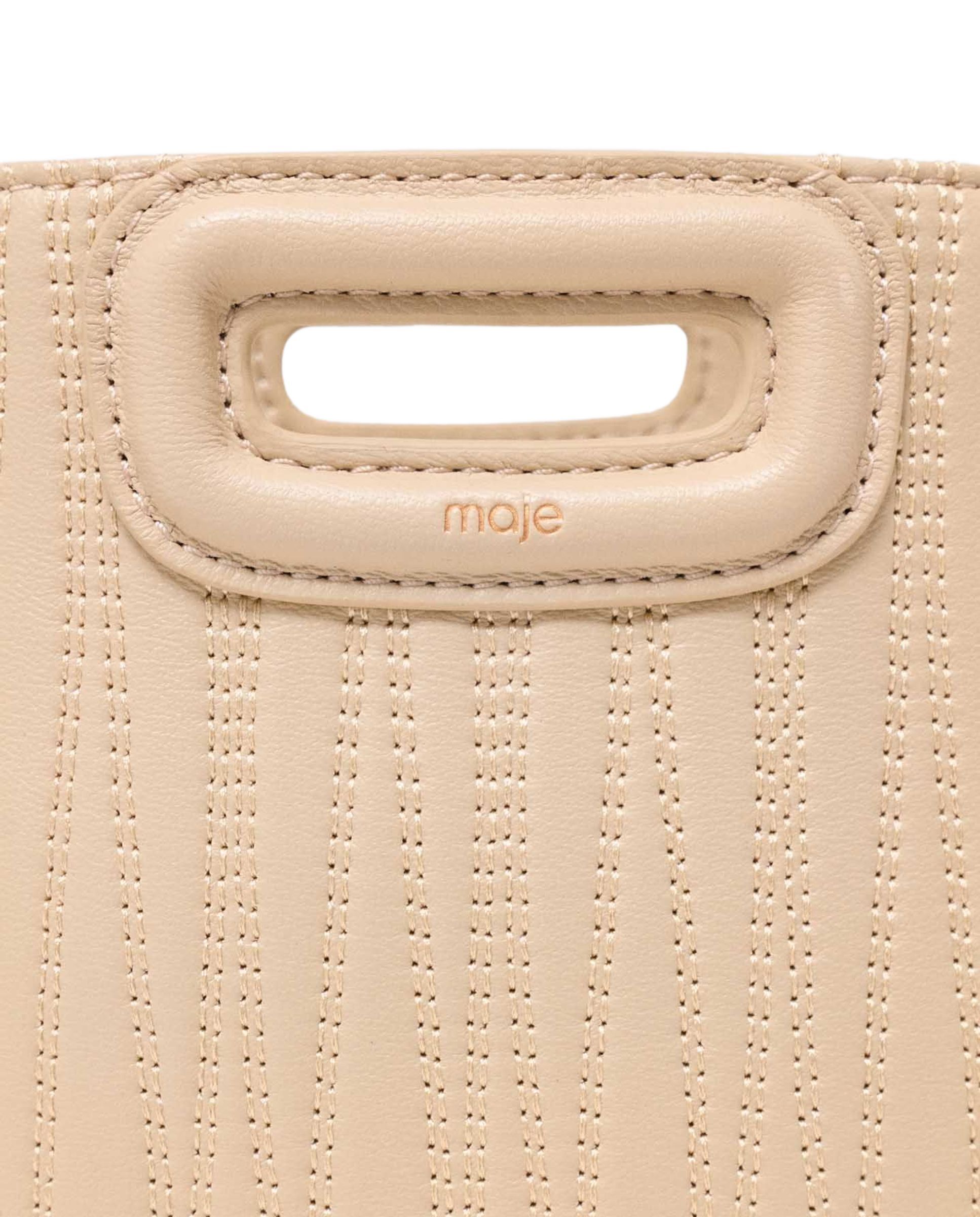 Bandolera mini m de cuero pespunteado multiposición - Maje - Crema Crema-9