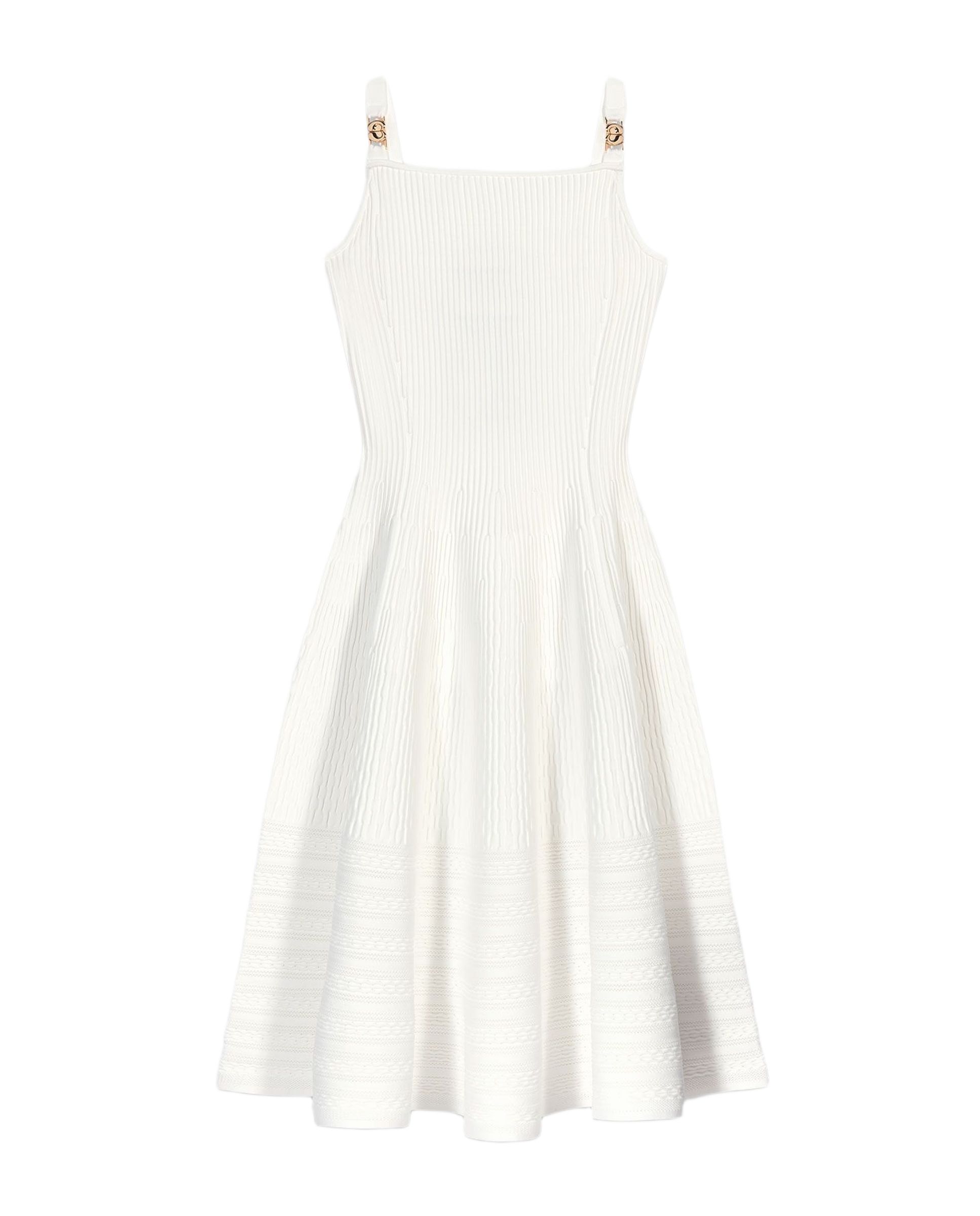 Vestido midi entallado acampanado de punto texturizado - Maje - Blanco Blanco-7