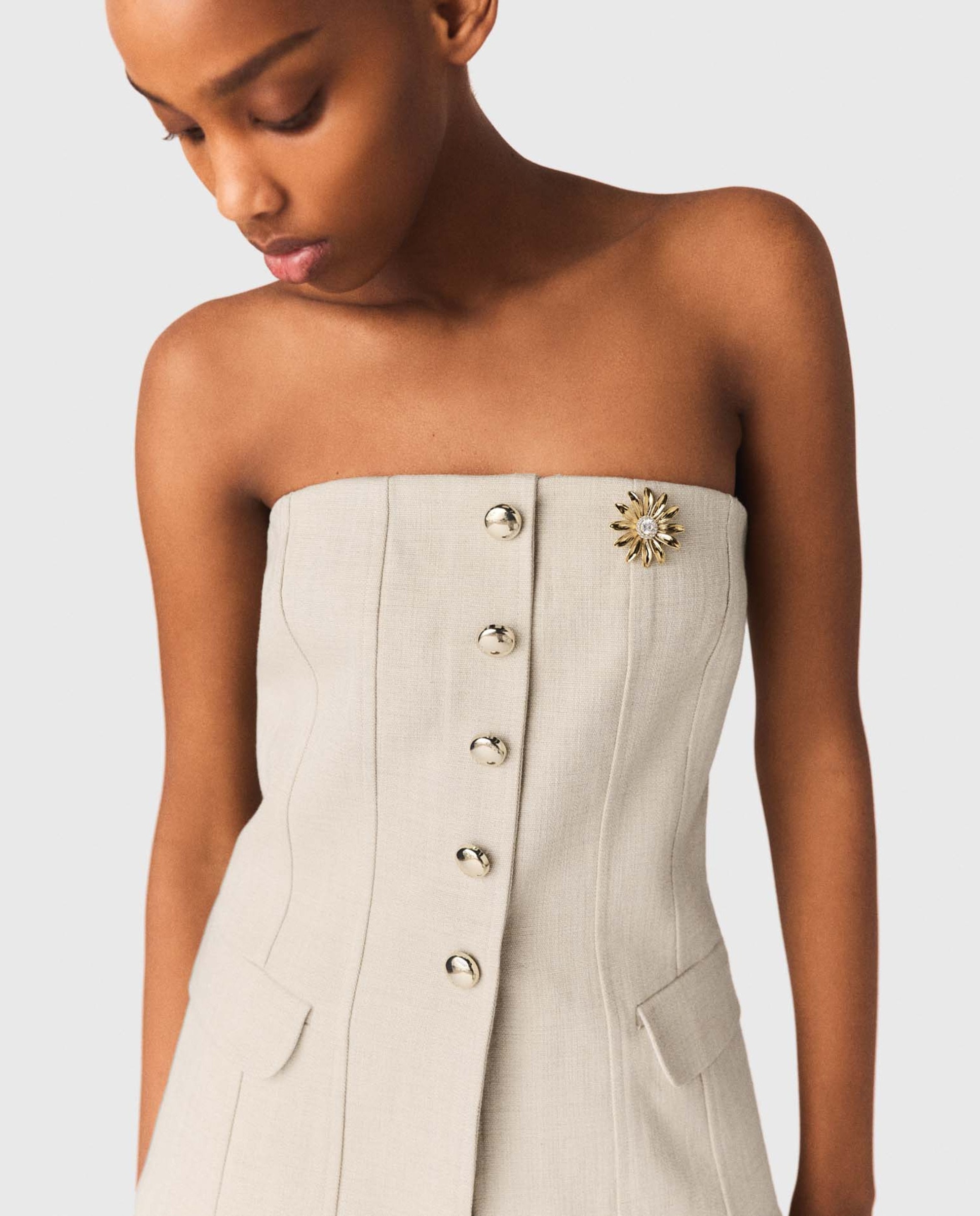 Top de mujer bustier sastre entallado - Maje - Beige Beige-1