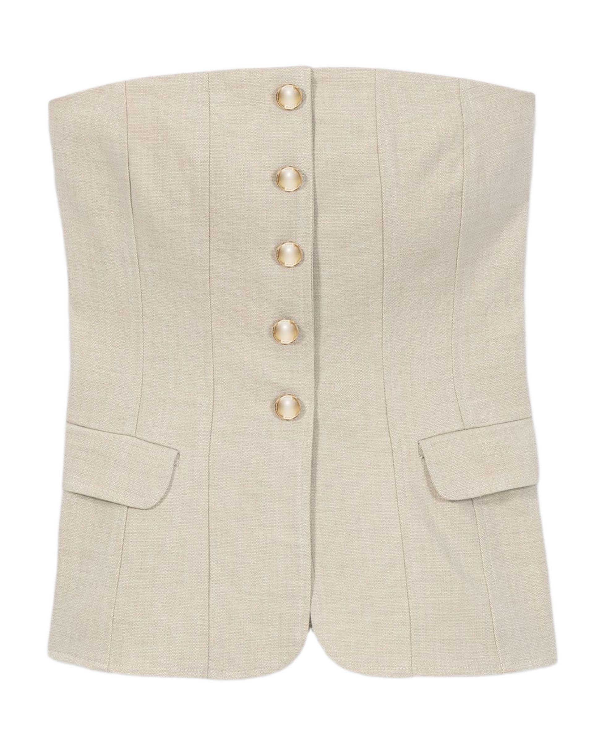 Top de mujer bustier sastre entallado - Maje - Beige Beige-7