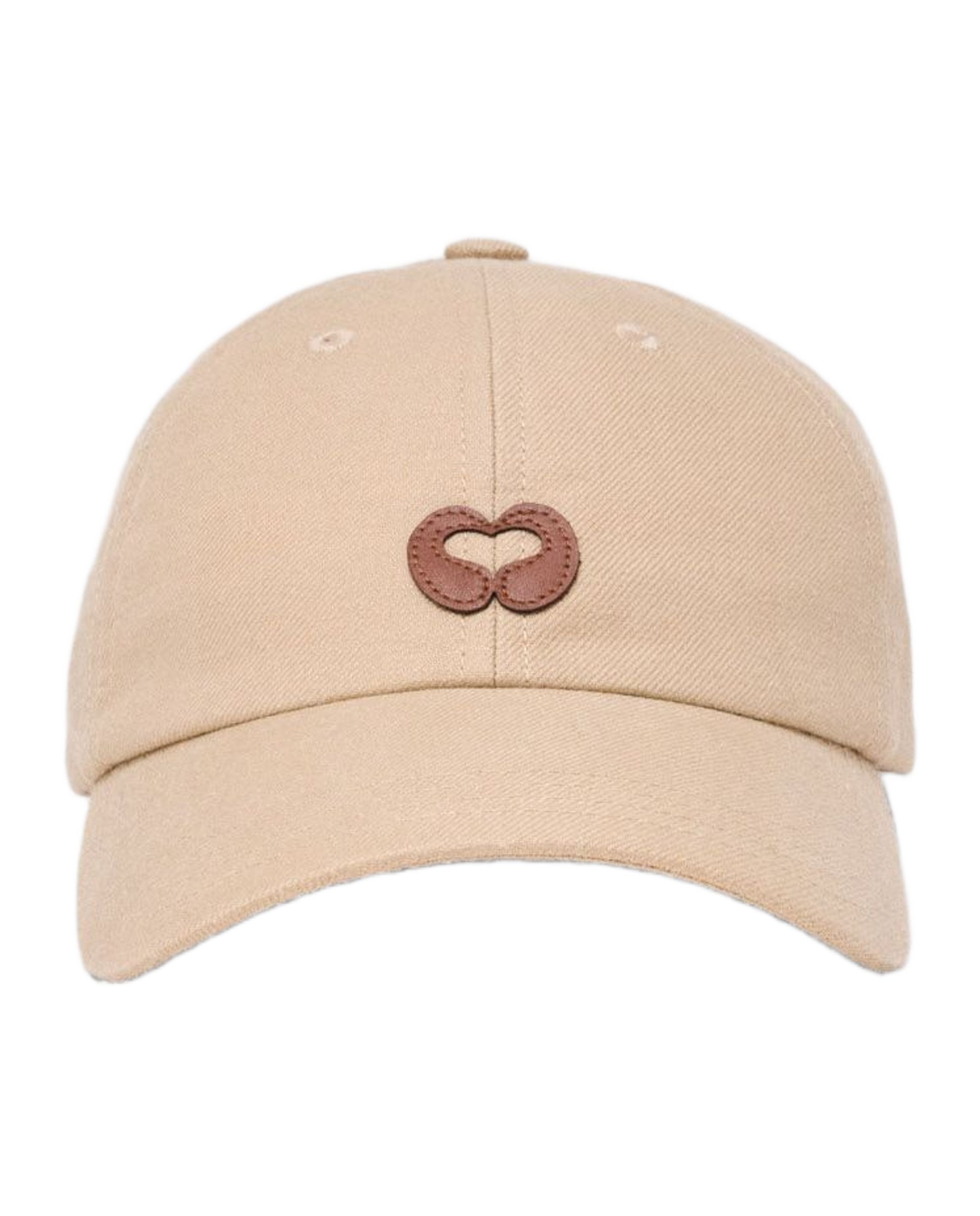 Gorra de mujer de mezcla de lino con logo corazón y correa de piel - Maje - Beige Beige-1