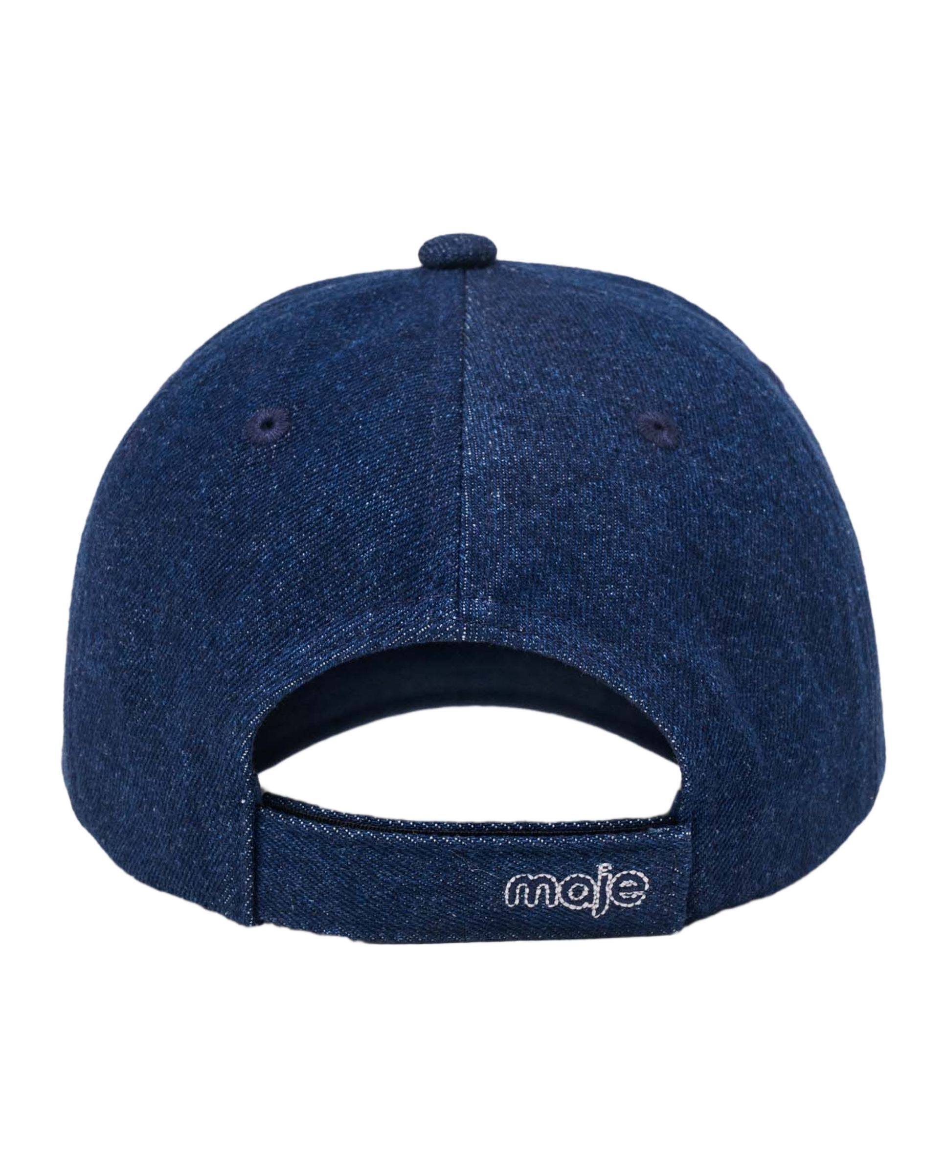 Gorra de mujer de denim crudo con logo bordado - Maje - Azul marino Azul marino-5