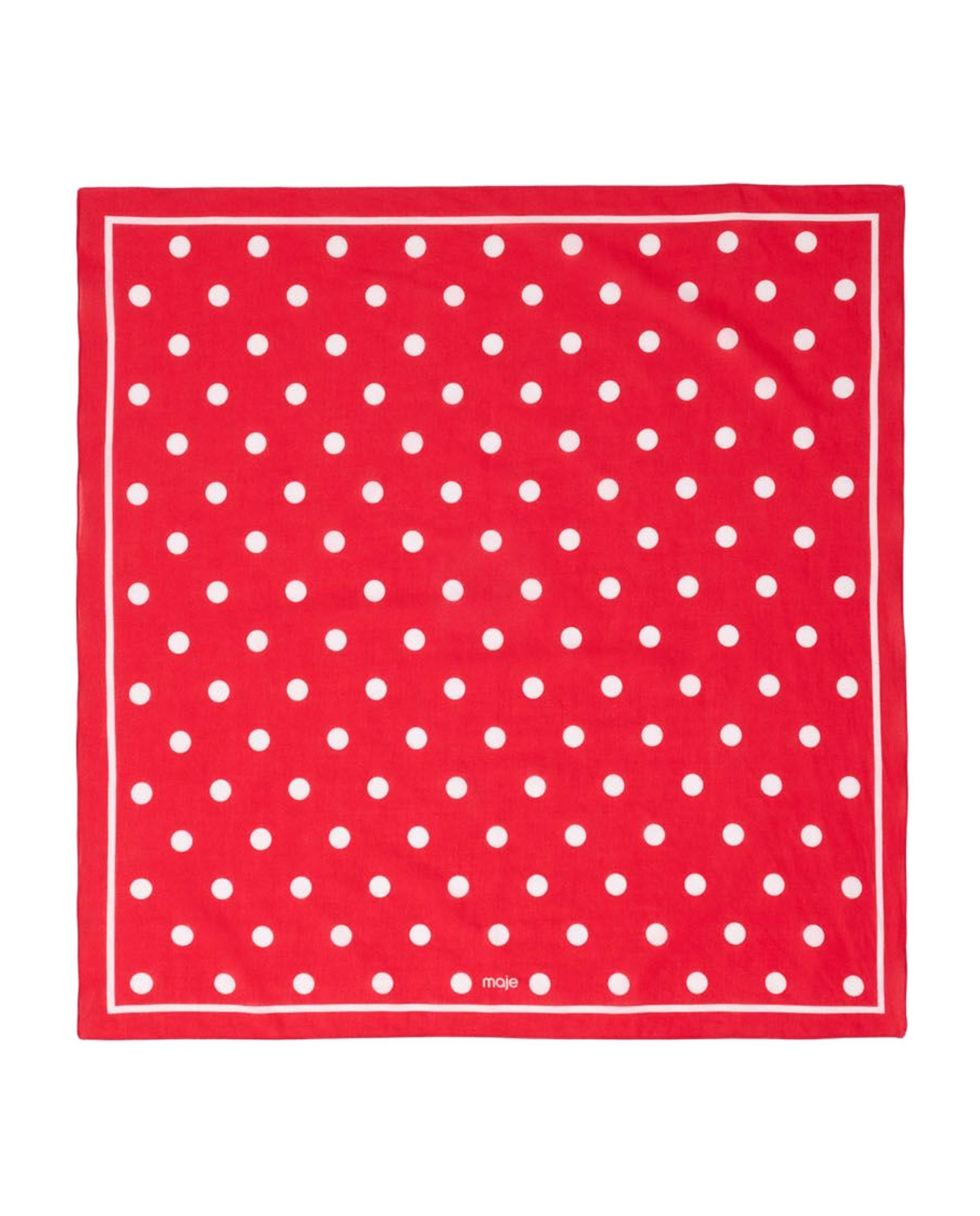 Imagen 0 de Bandana cuadrada de mujer en algodón con lunares Rojo