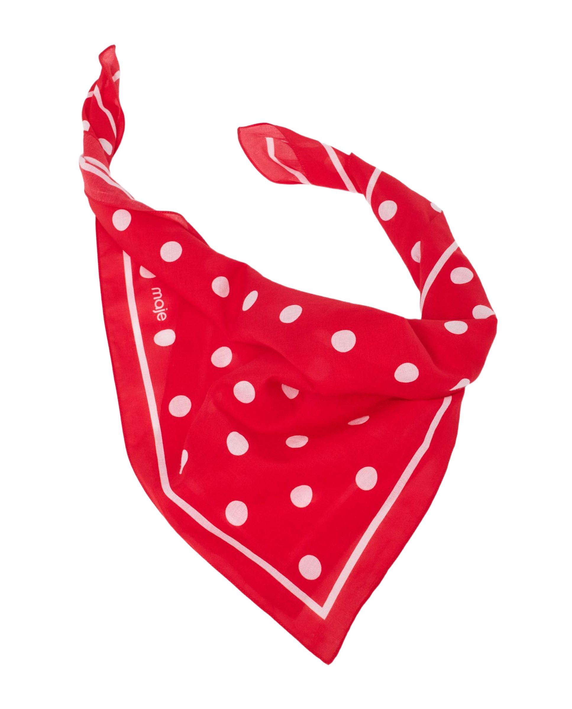 Bandana cuadrada de mujer en algodón con lunares - Maje - Rojo Rojo-7