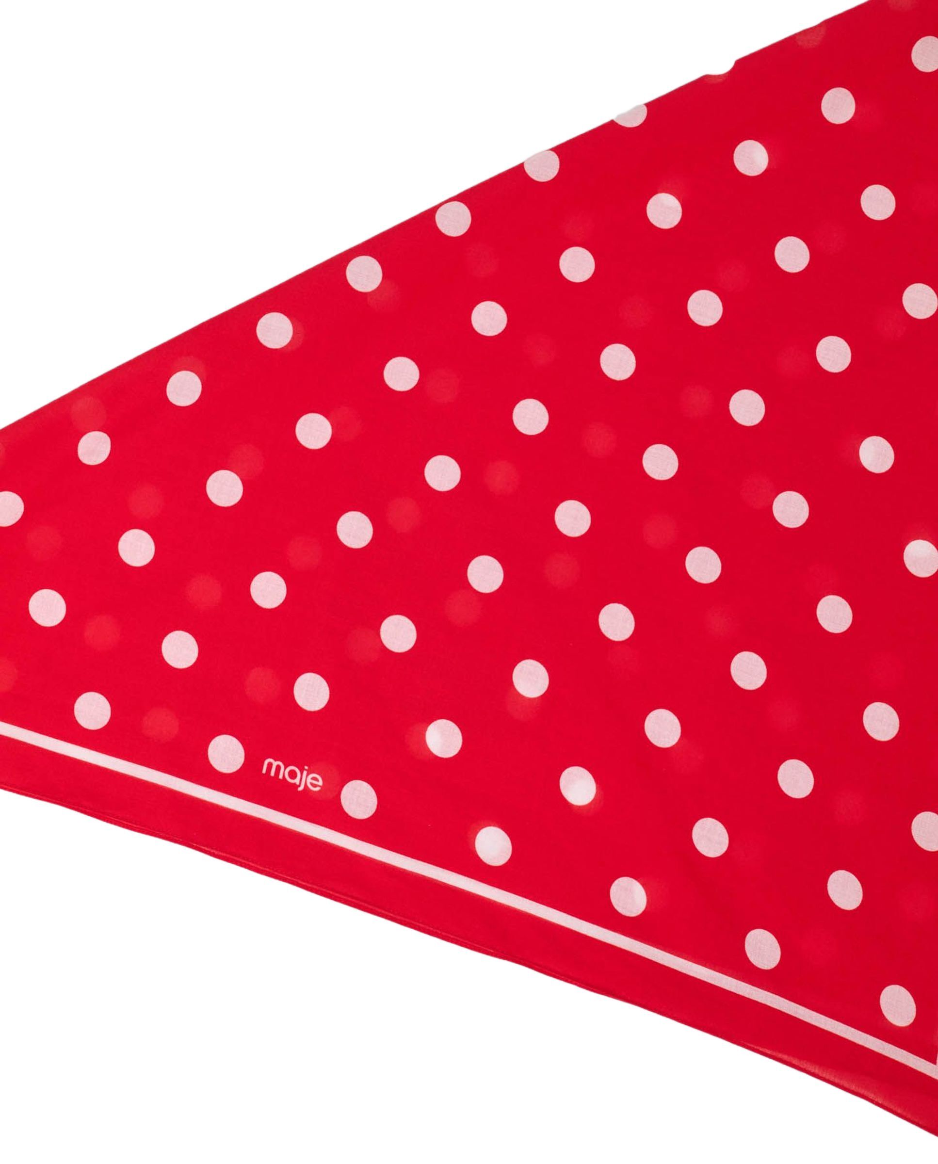 Bandana cuadrada de mujer en algodón con lunares - Maje - Rojo Rojo-8
