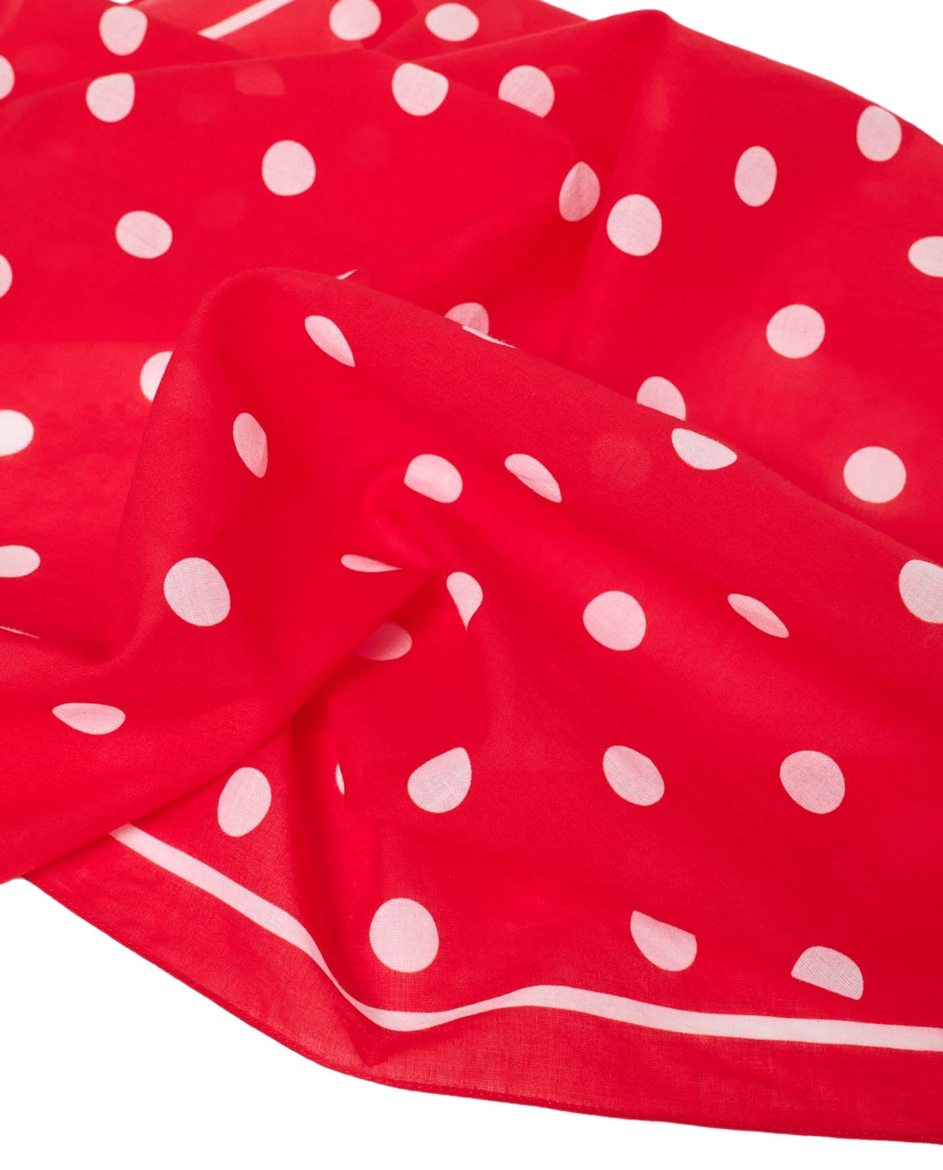 Bandana cuadrada de mujer en algodón con lunares - Maje - Rojo Rojo-9