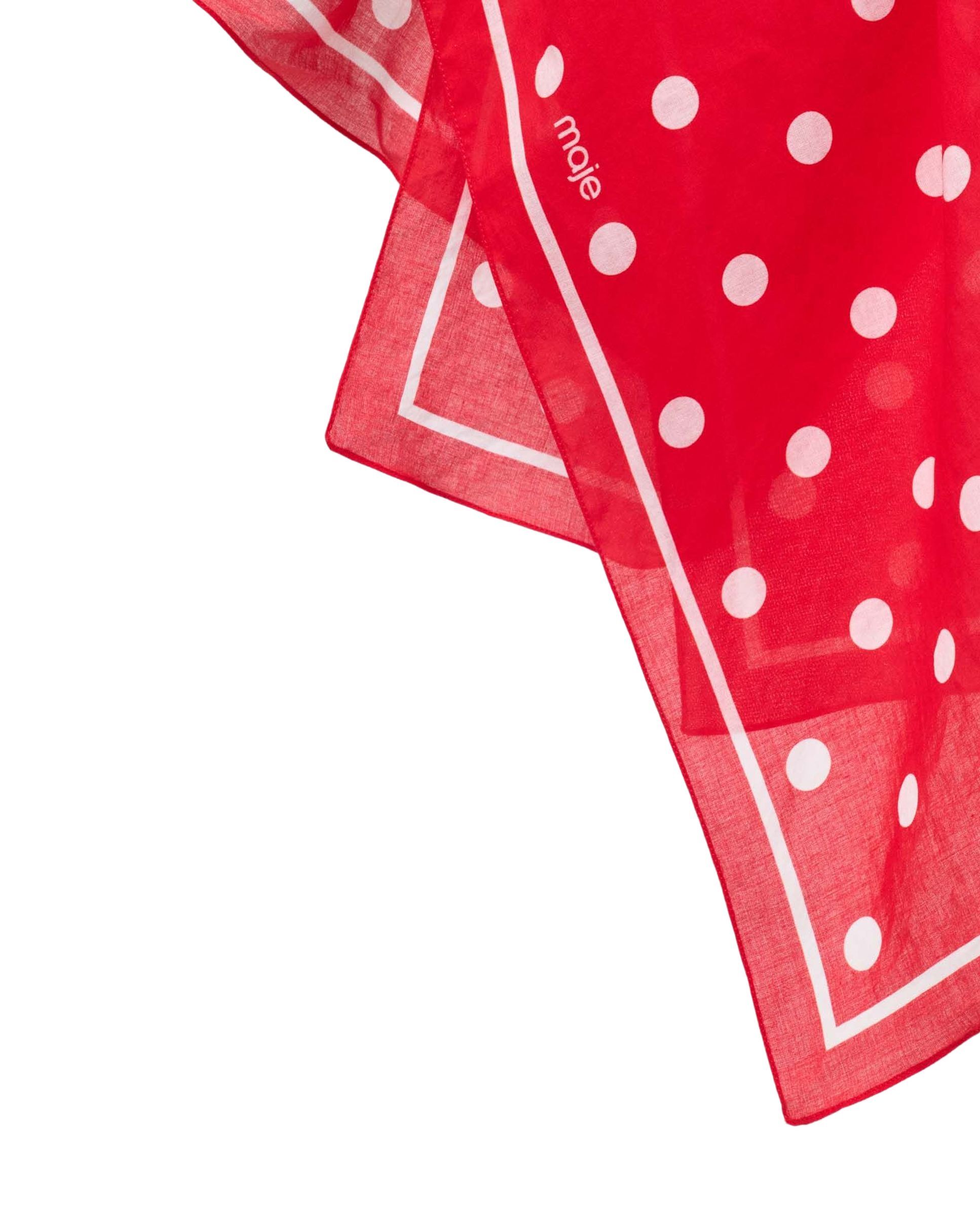 Bandana cuadrada de mujer en algodón con lunares - Maje - Rojo Rojo-11