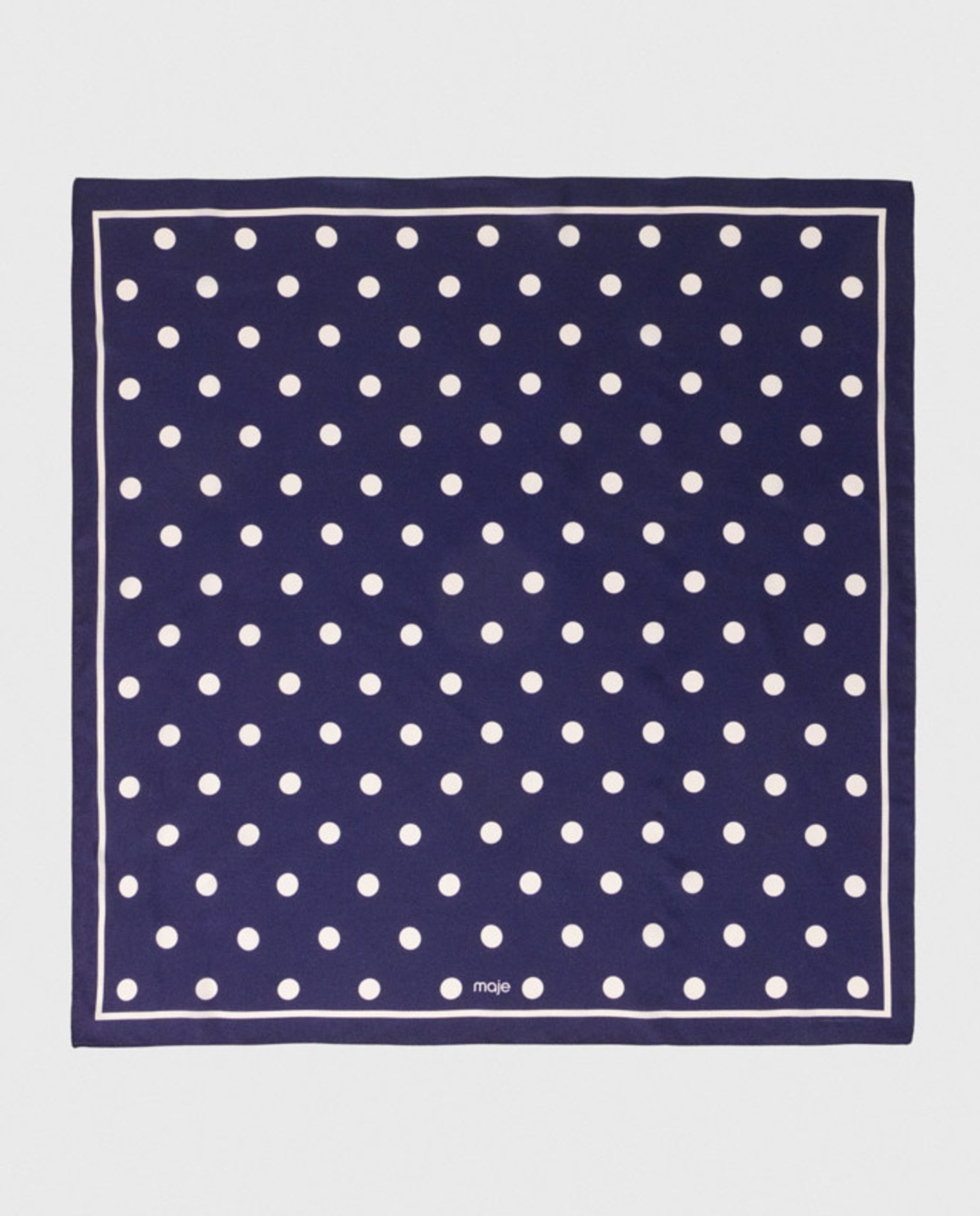 Imagen 0 de Bandana de mujer de seda retro con lunares Azul marino