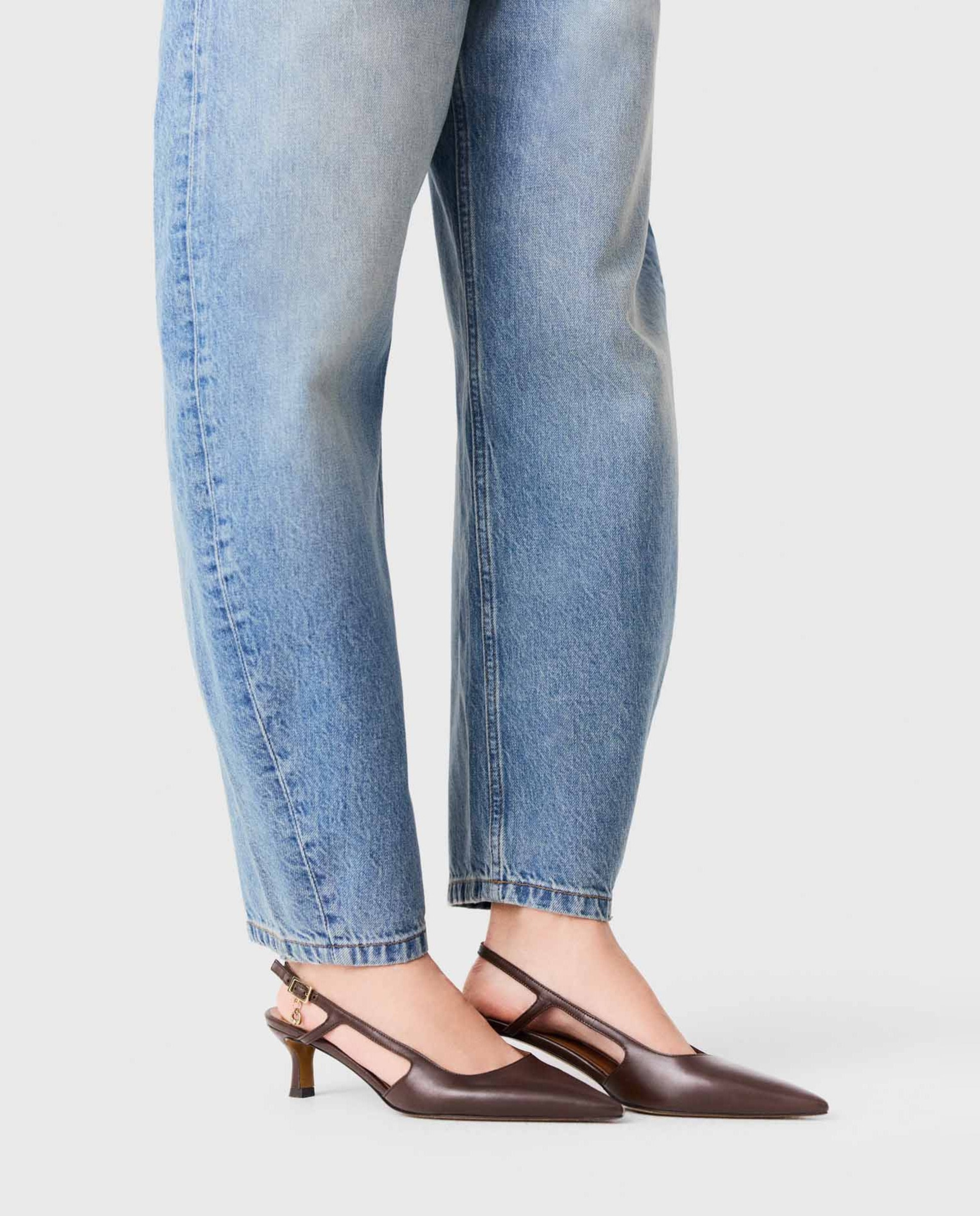 Zapatos de salón de mujer de piel con tira trasera - Maje - Marrón Marrón-2