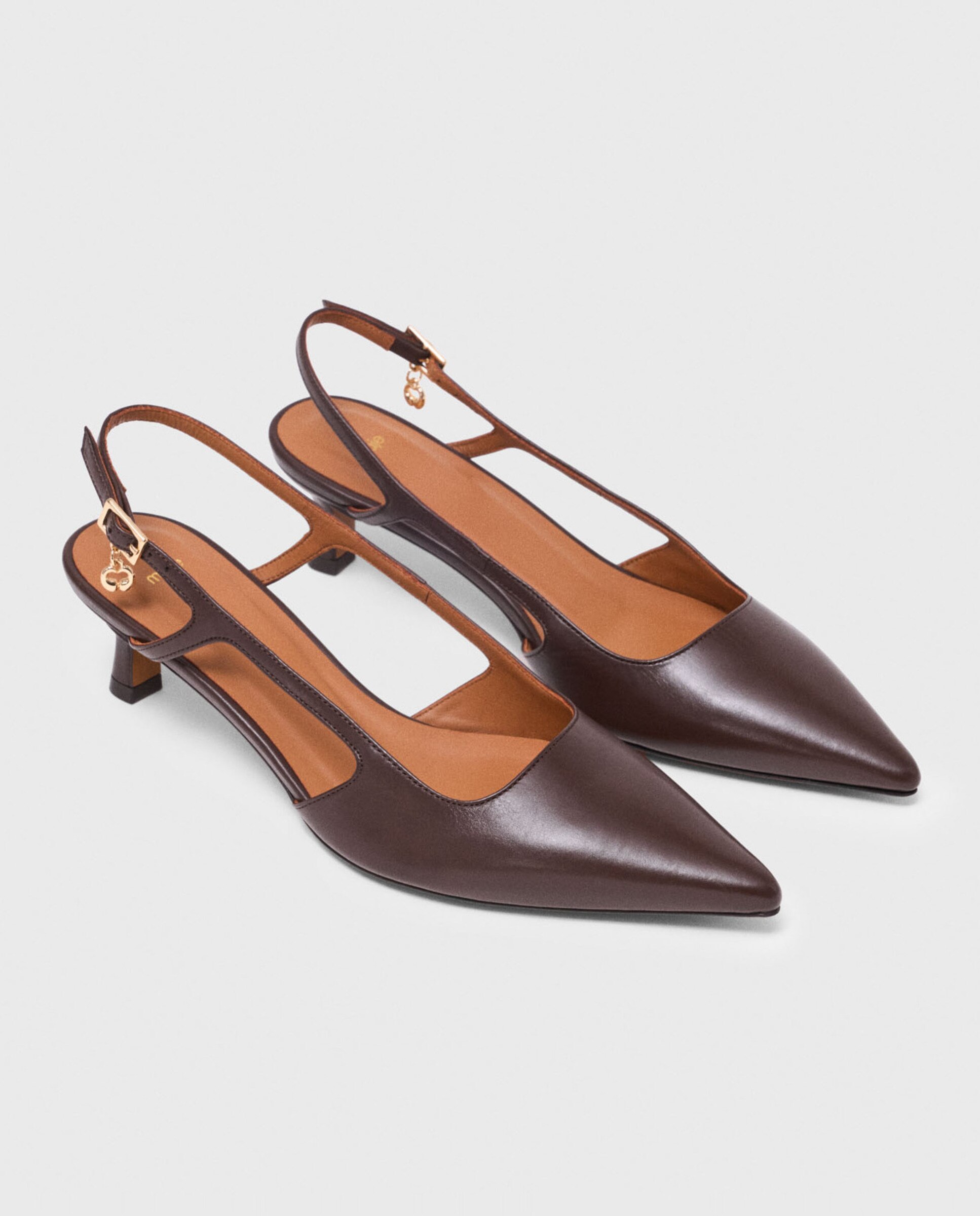 Zapatos de salón de mujer de piel con tira trasera - Maje - Marrón Marrón-9