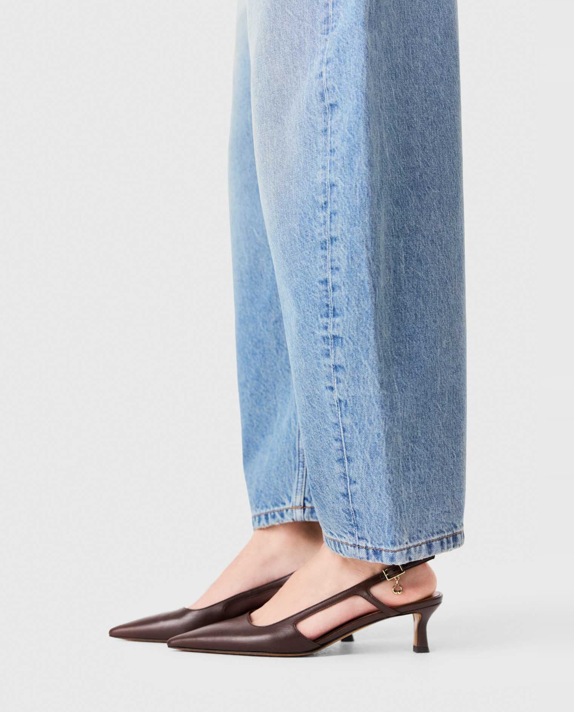 Zapatos de salón de mujer de piel con tira trasera - Maje - Marrón Marrón-3