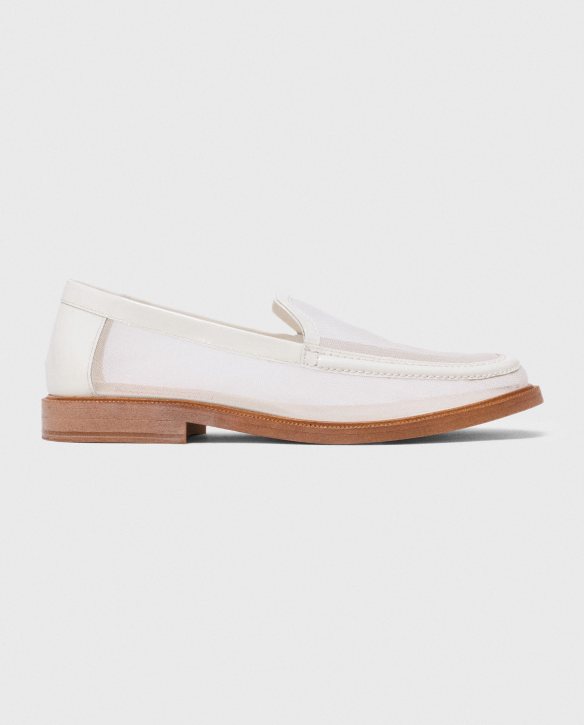 Maje - Mocasines planos de mujer de piel y rejilla.