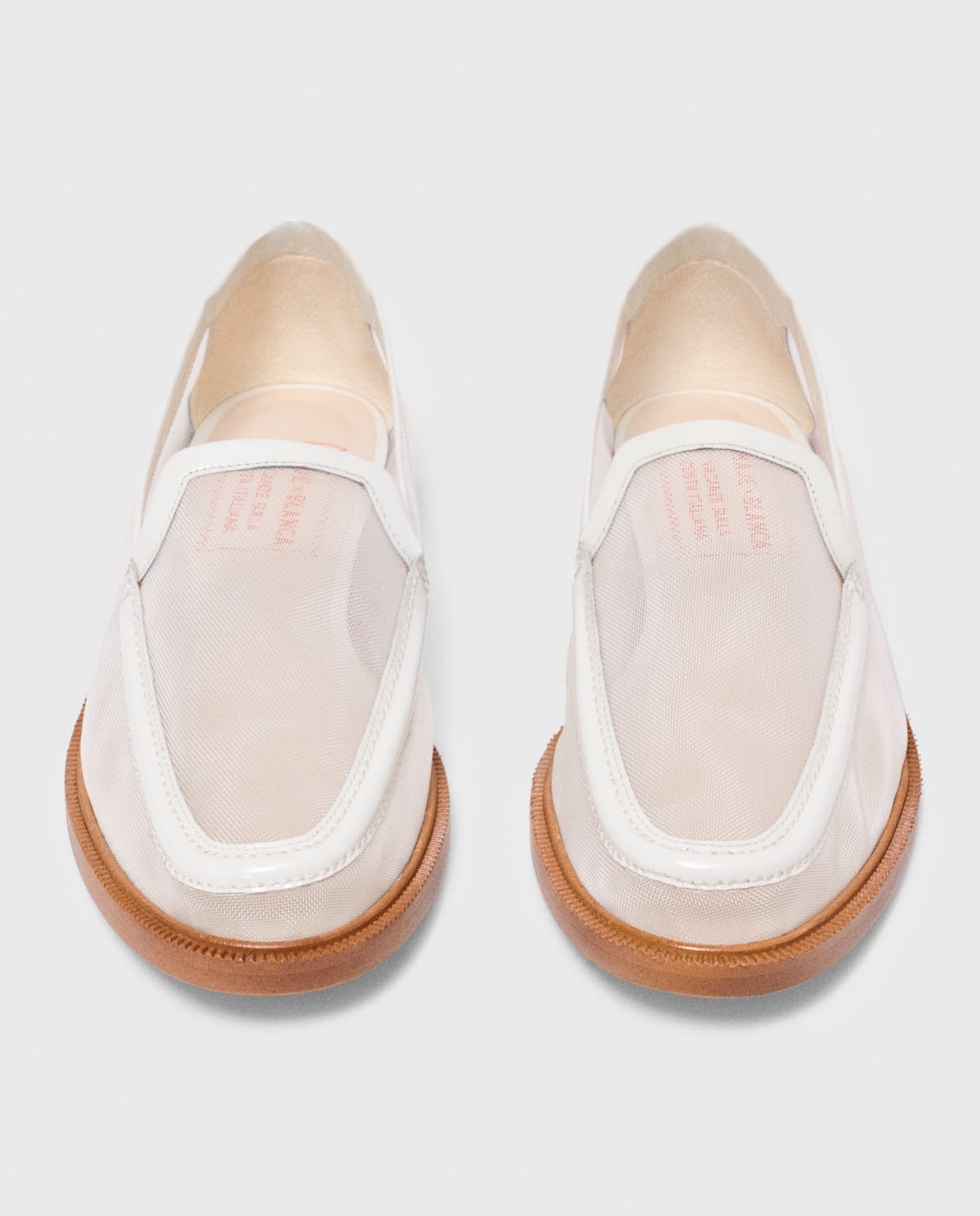 Mocasines planos de mujer de piel y rejilla - Maje - Blanco Blanco-8