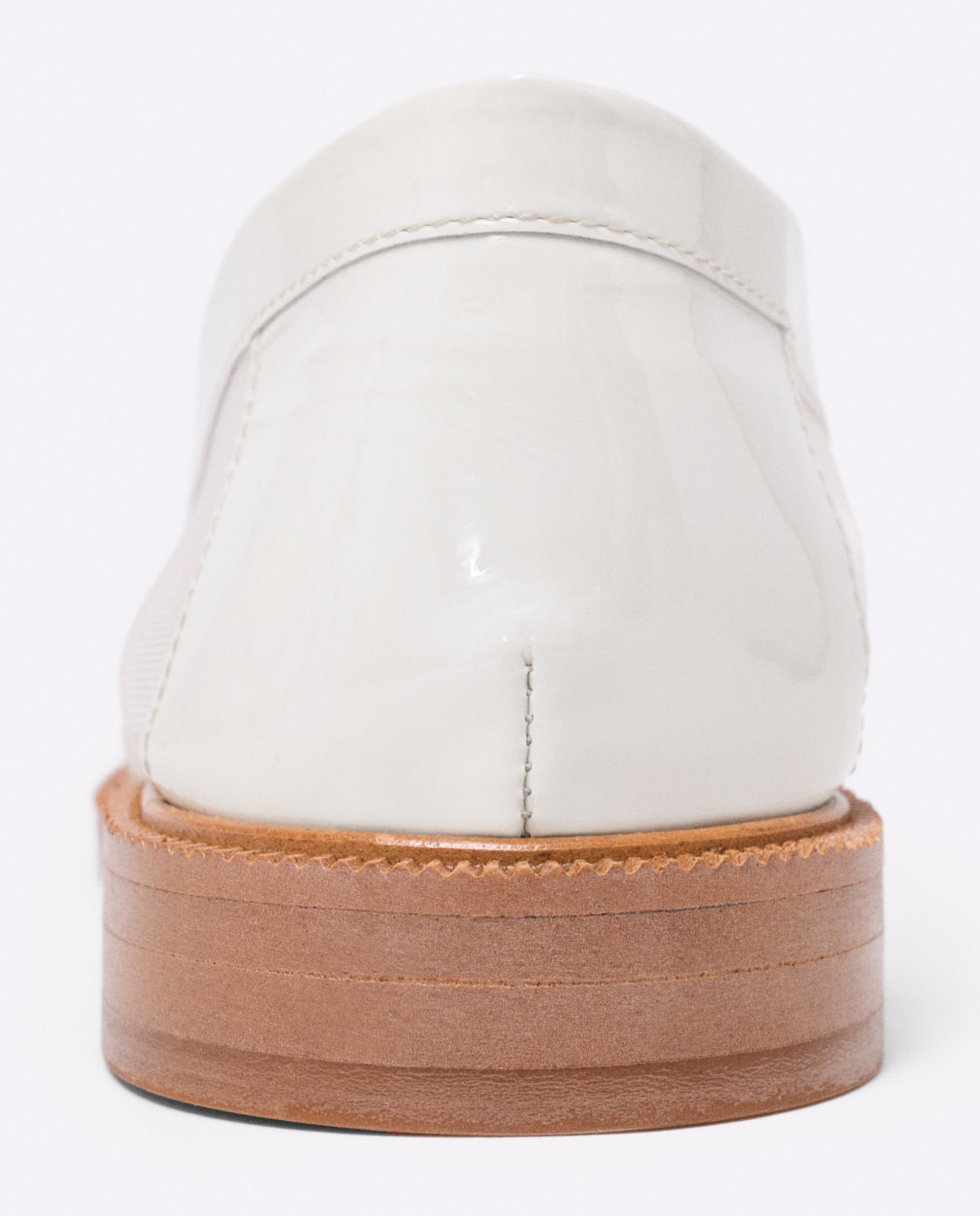Mocasines planos de mujer de piel y rejilla - Maje - Blanco Blanco-9