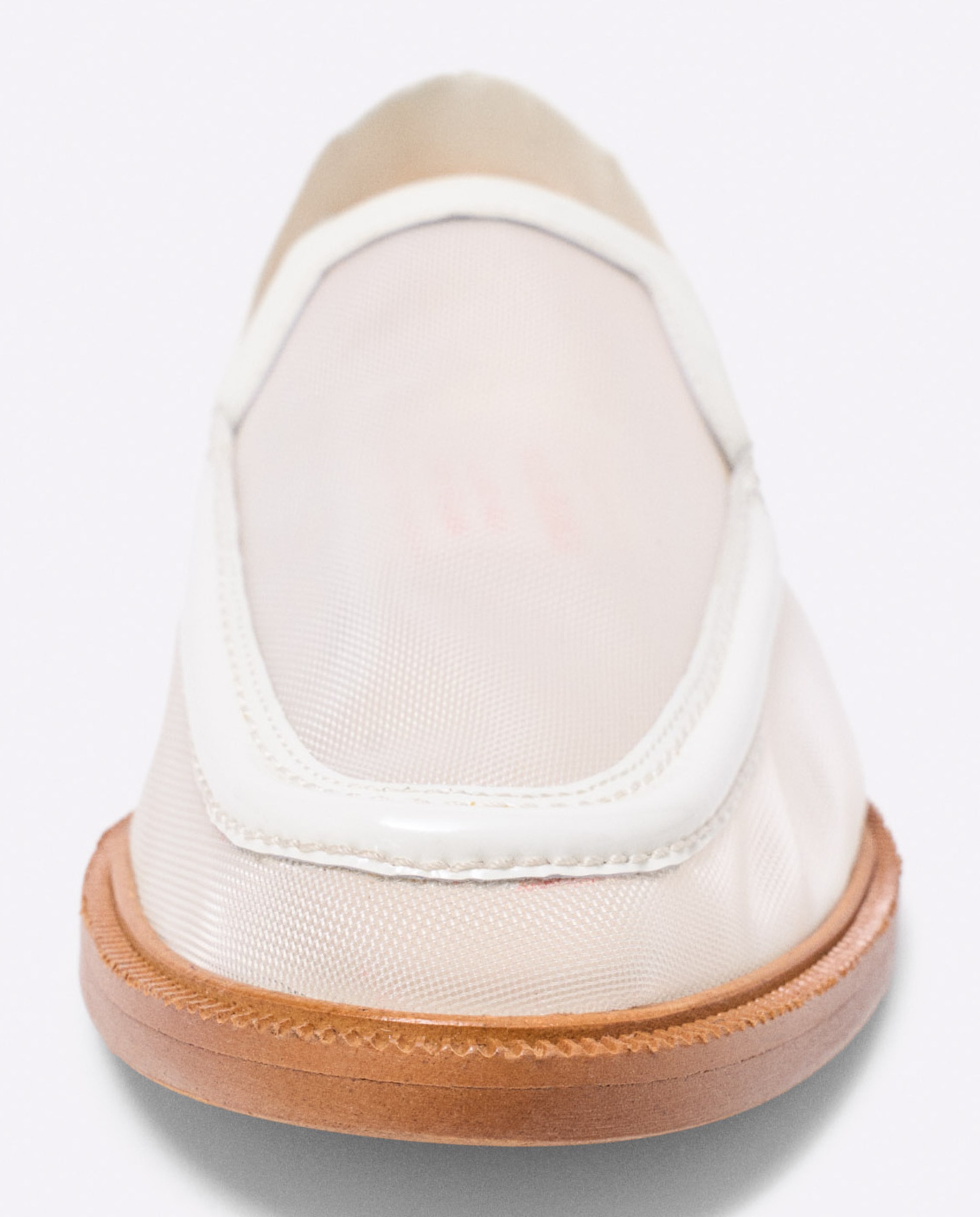 Mocasines planos de mujer de piel y rejilla - Maje - Blanco Blanco-11