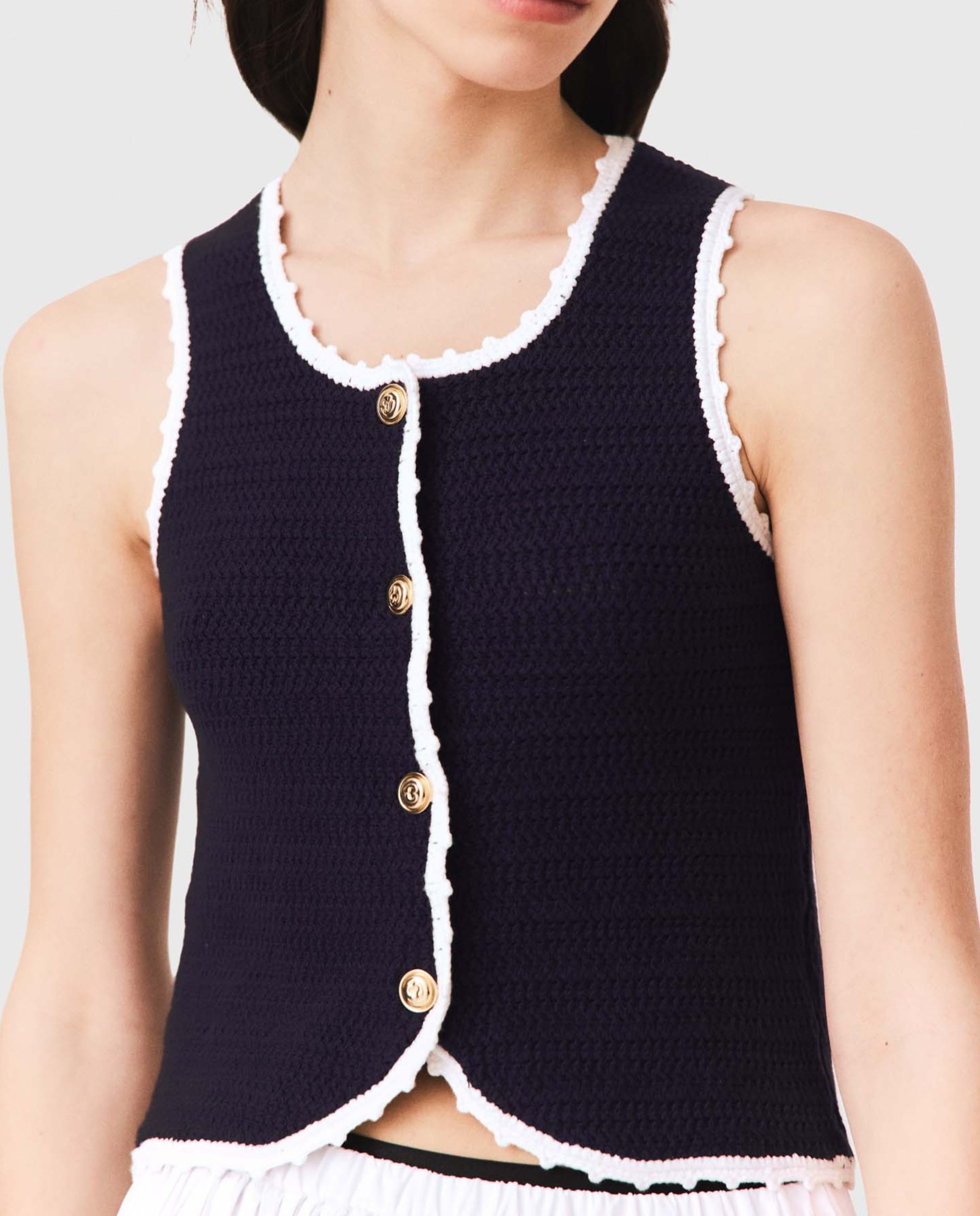 Top de mujer de ganchillo corto - Maje - Azul marino Azul marino-5