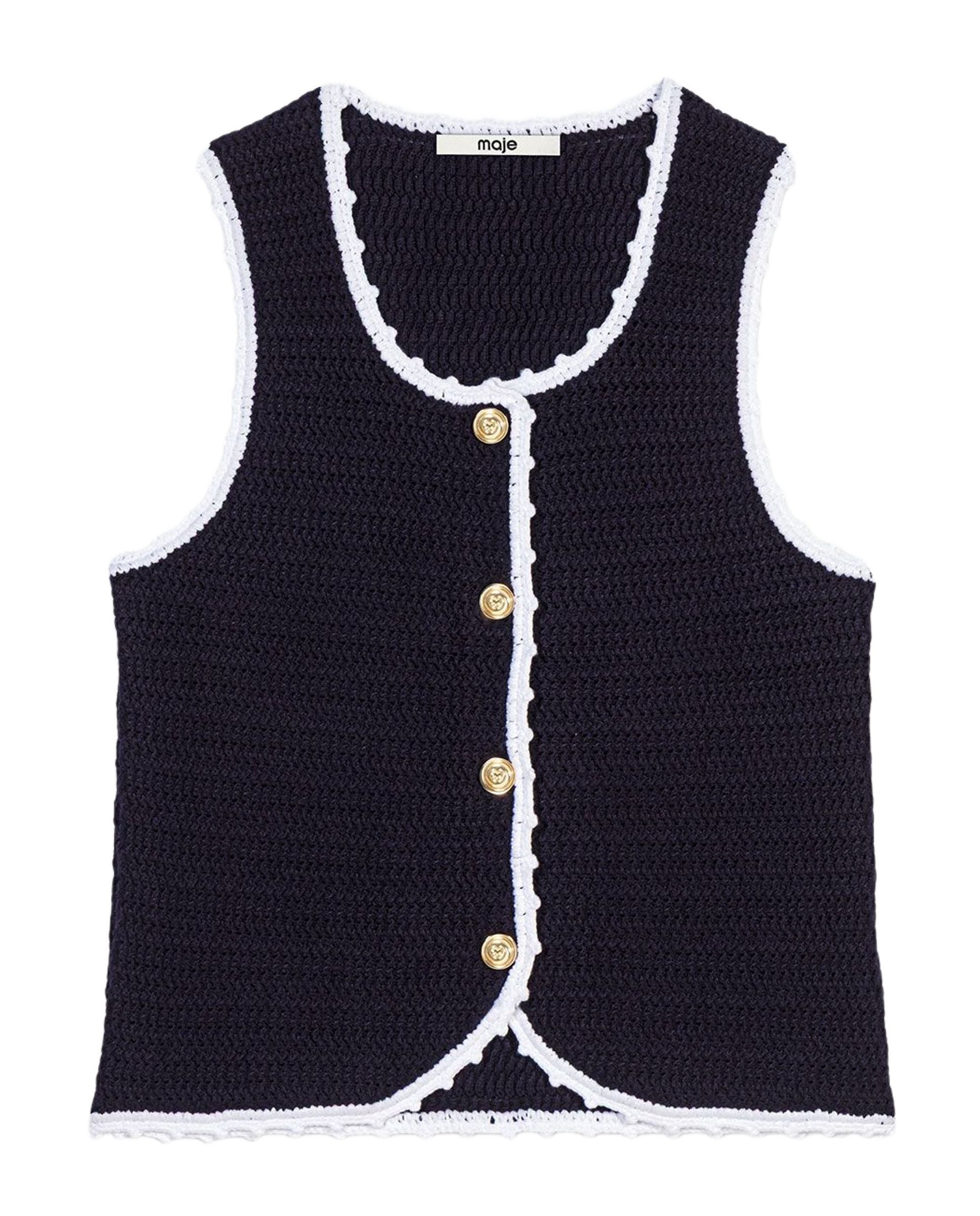 Top de mujer de ganchillo corto - Maje - Azul marino Azul marino-6
