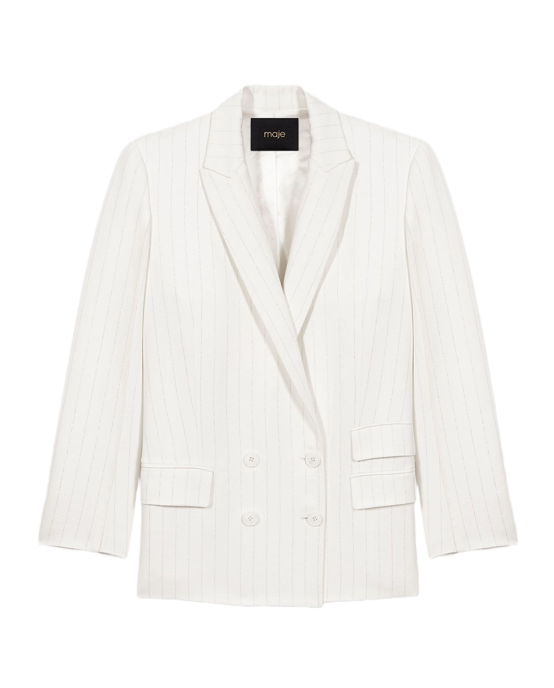 Blazer de mujer cruzada con raya diplomática - Maje - Blanco Blanco-8