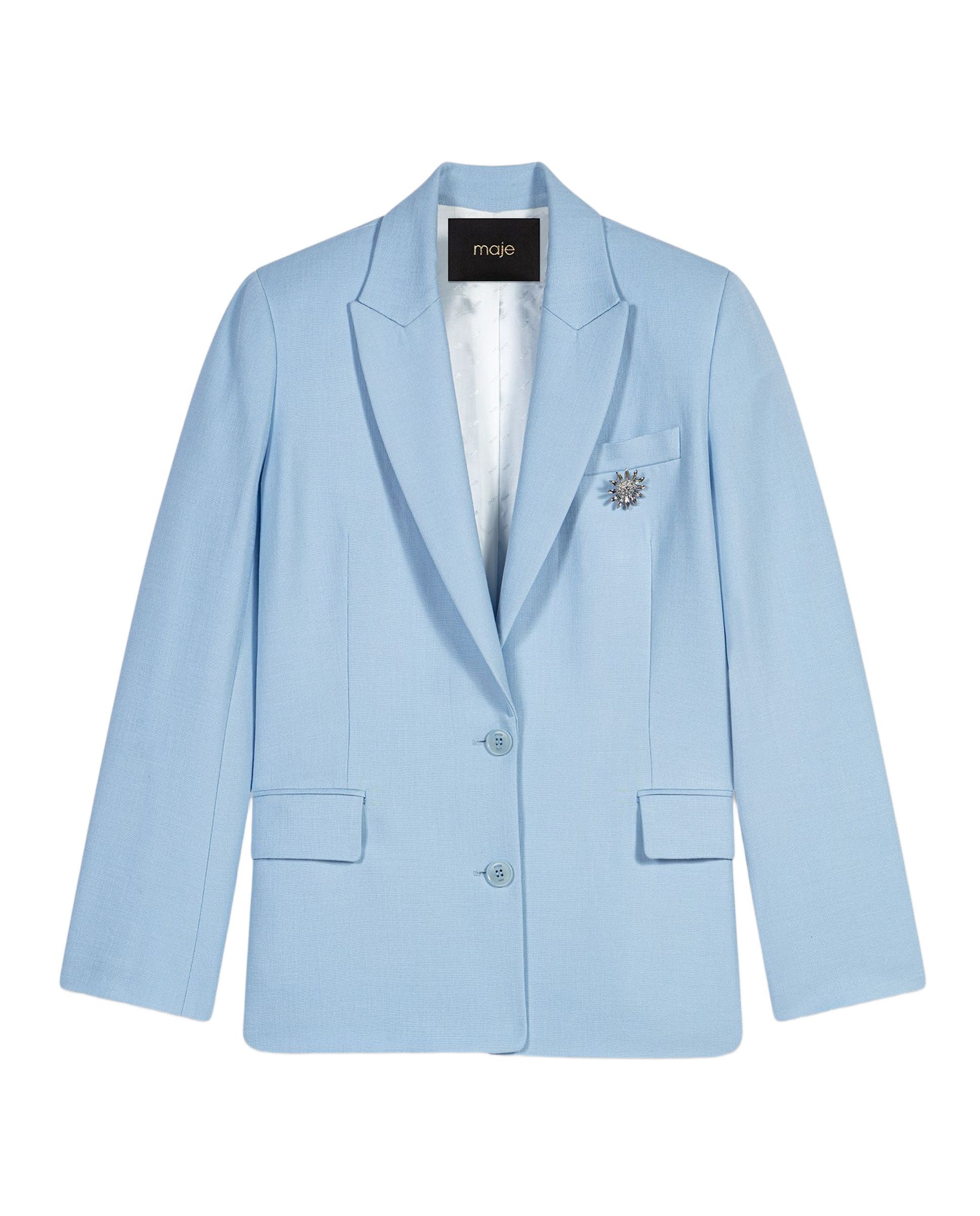 Blazer de mujer con doble botonadura y corte recto - Maje - Azul claro Azul claro-9