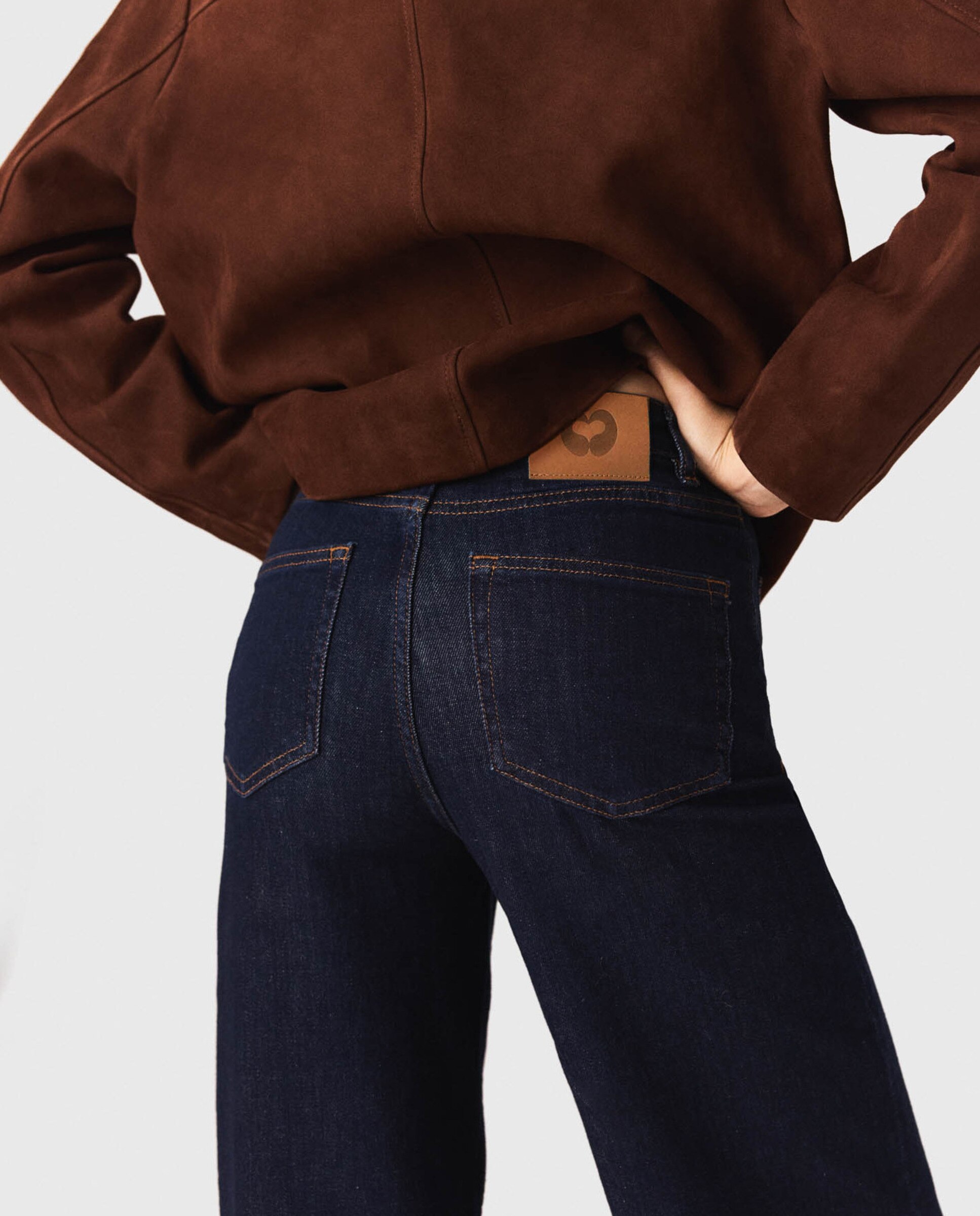 Vaqueros de mujer anchos de tiro alto y corte recto - Maje - Azul marino Azul marino-7