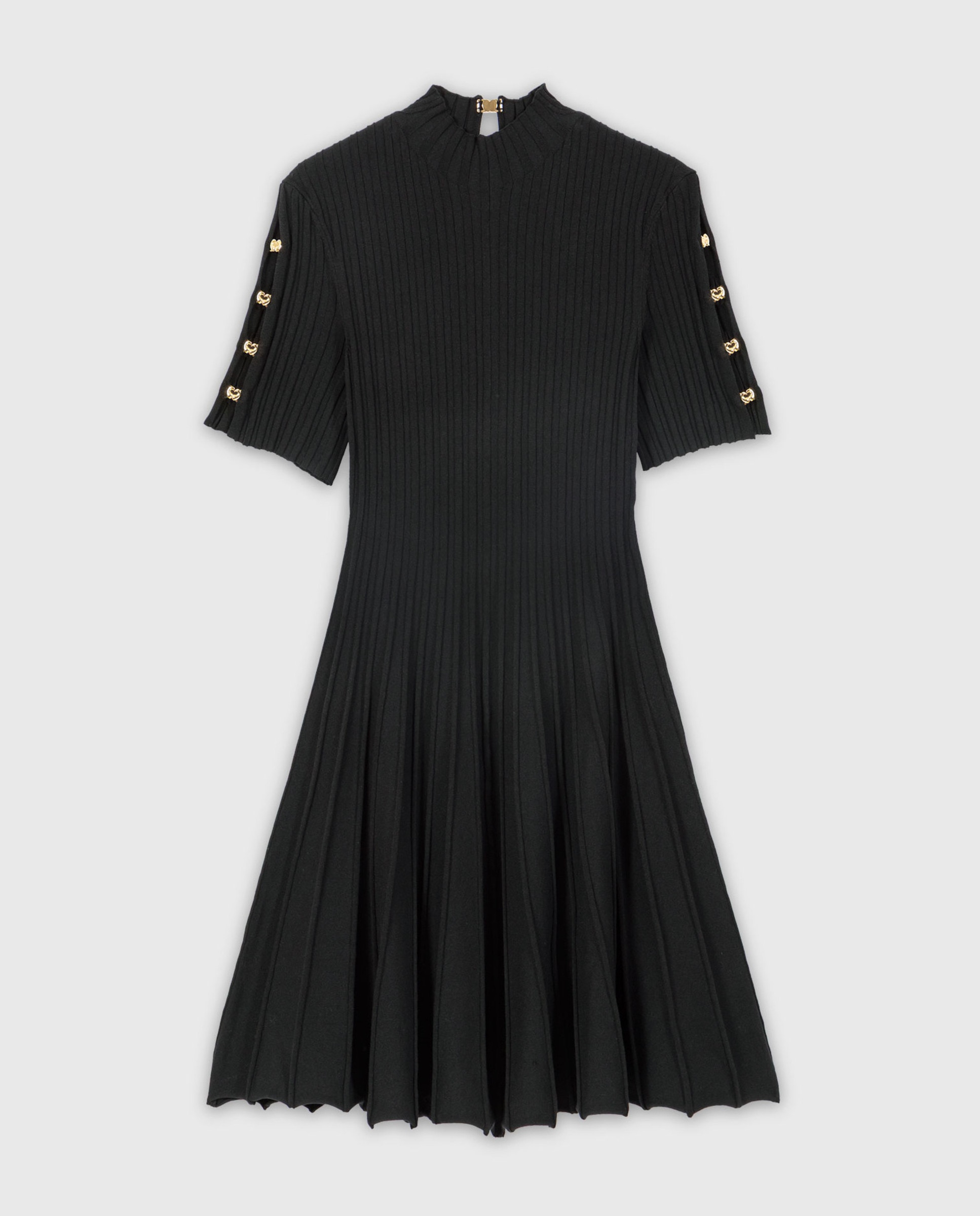 Vestido corto de punto acanalado con cuello alto - Maje - Negro Negro-7