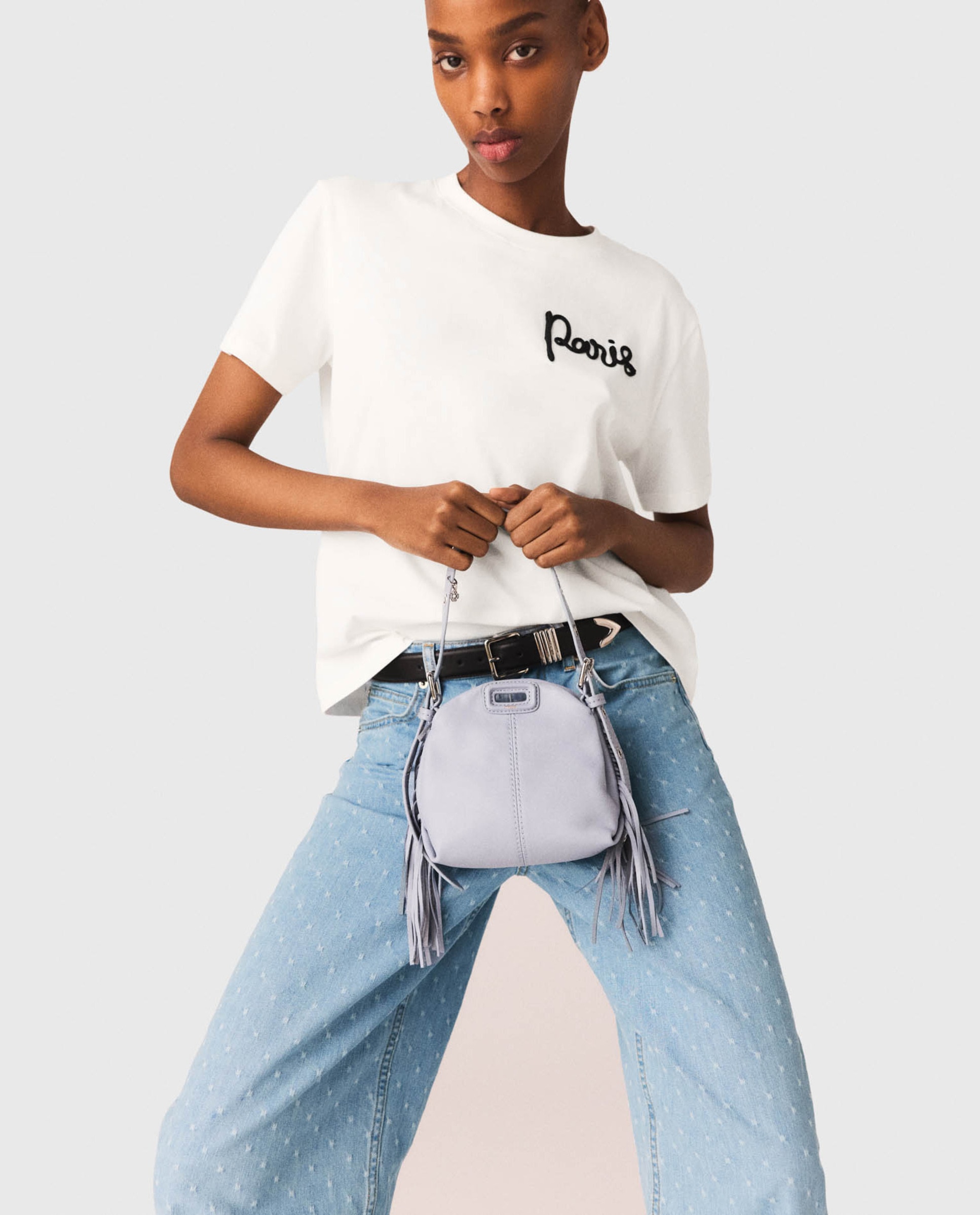 Camiseta de mujer con logo paris bordado - Maje - Blanco Blanco-1