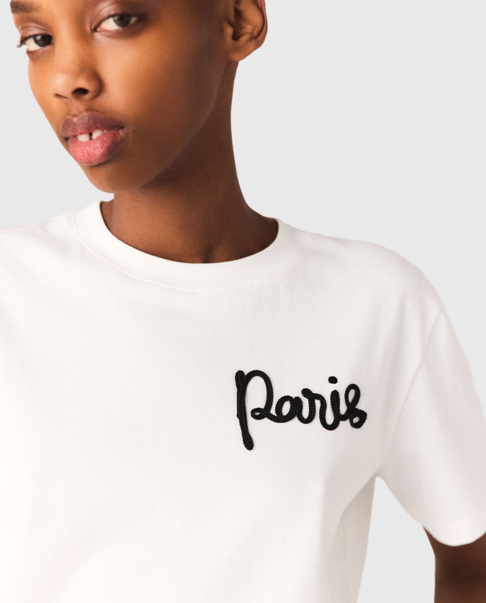 Camiseta de mujer con logo paris bordado - Maje - Blanco Blanco-7