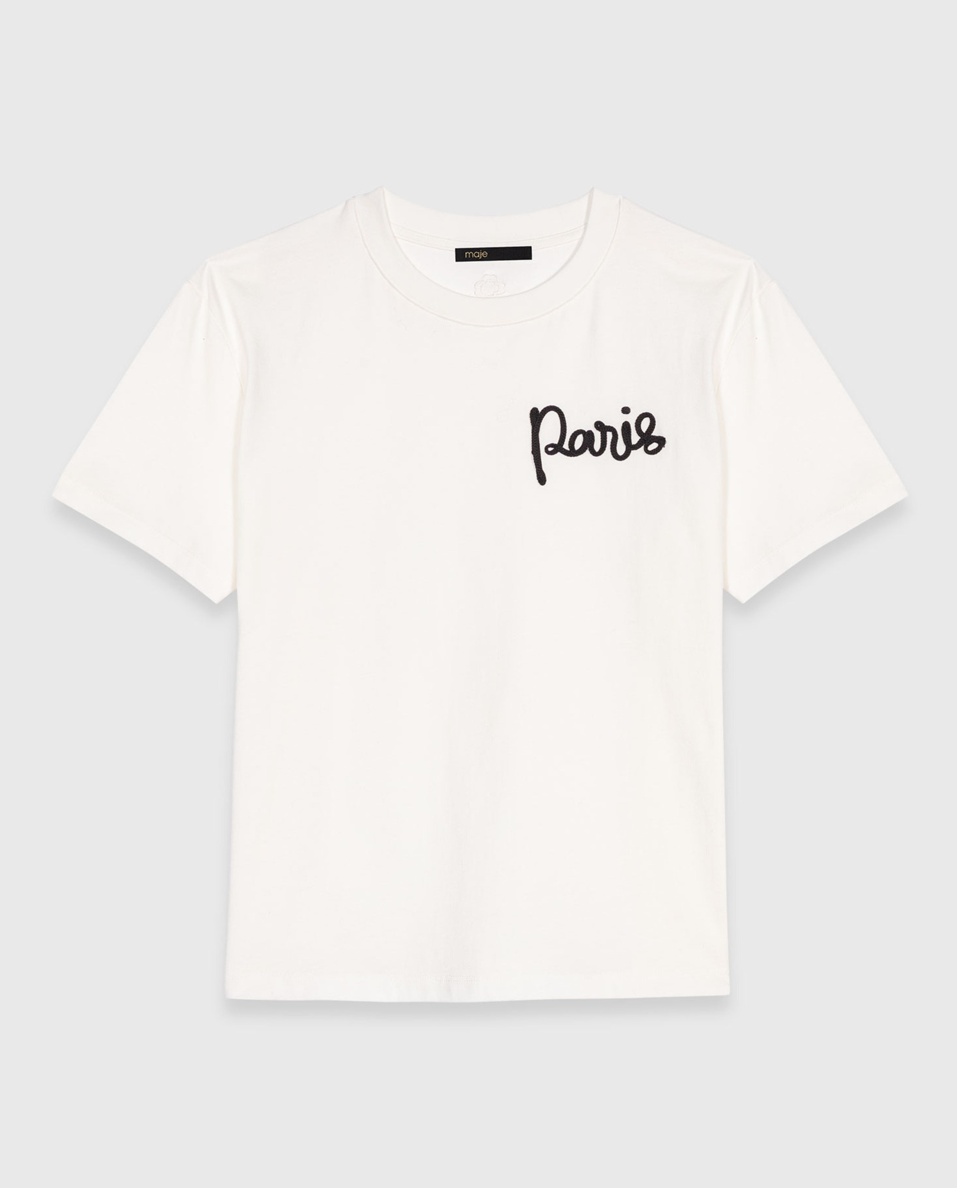 Camiseta de mujer con logo paris bordado - Maje - Blanco Blanco-8